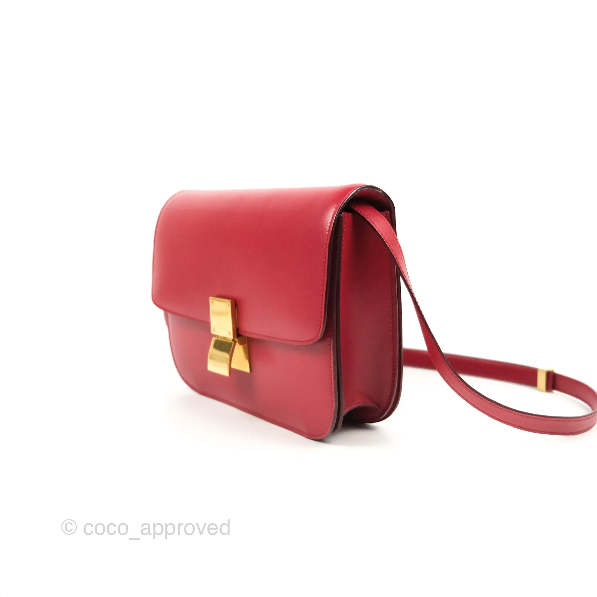 Celine Medium Classic Box Flap Red Calfskin