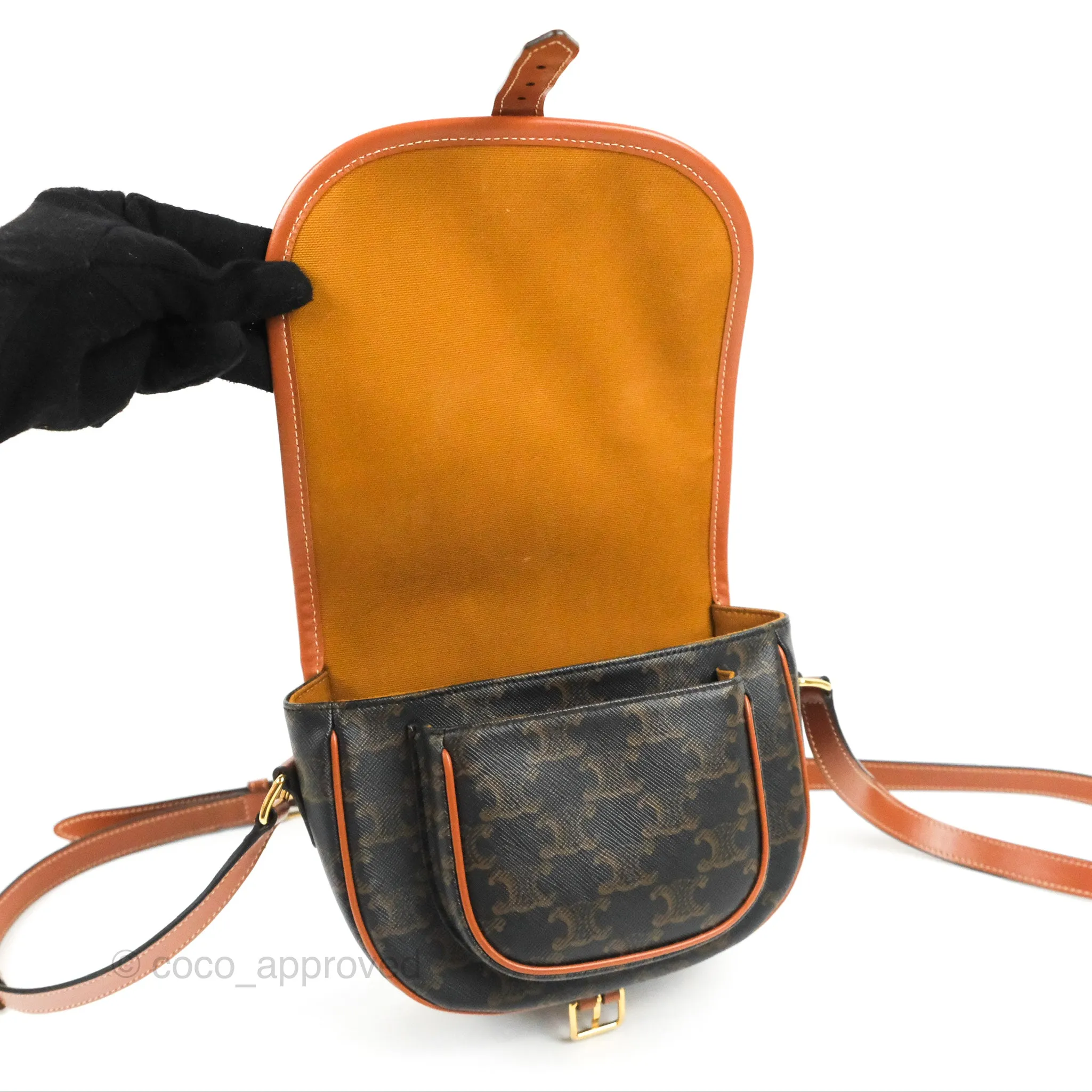 Celine Medium Folco Bag Triomphe Canvas Tan
