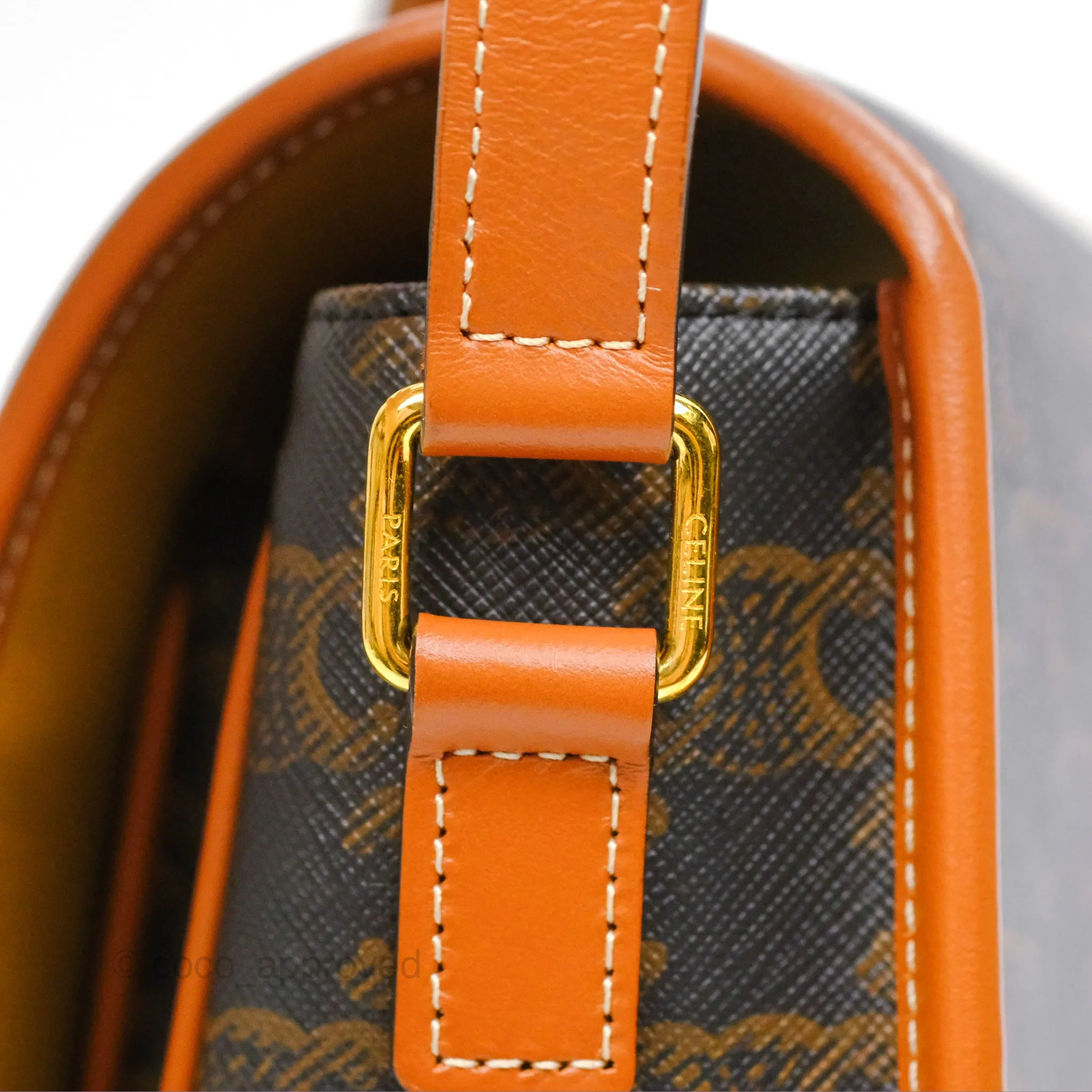 Celine Medium Folco Bag Triomphe Canvas Tan