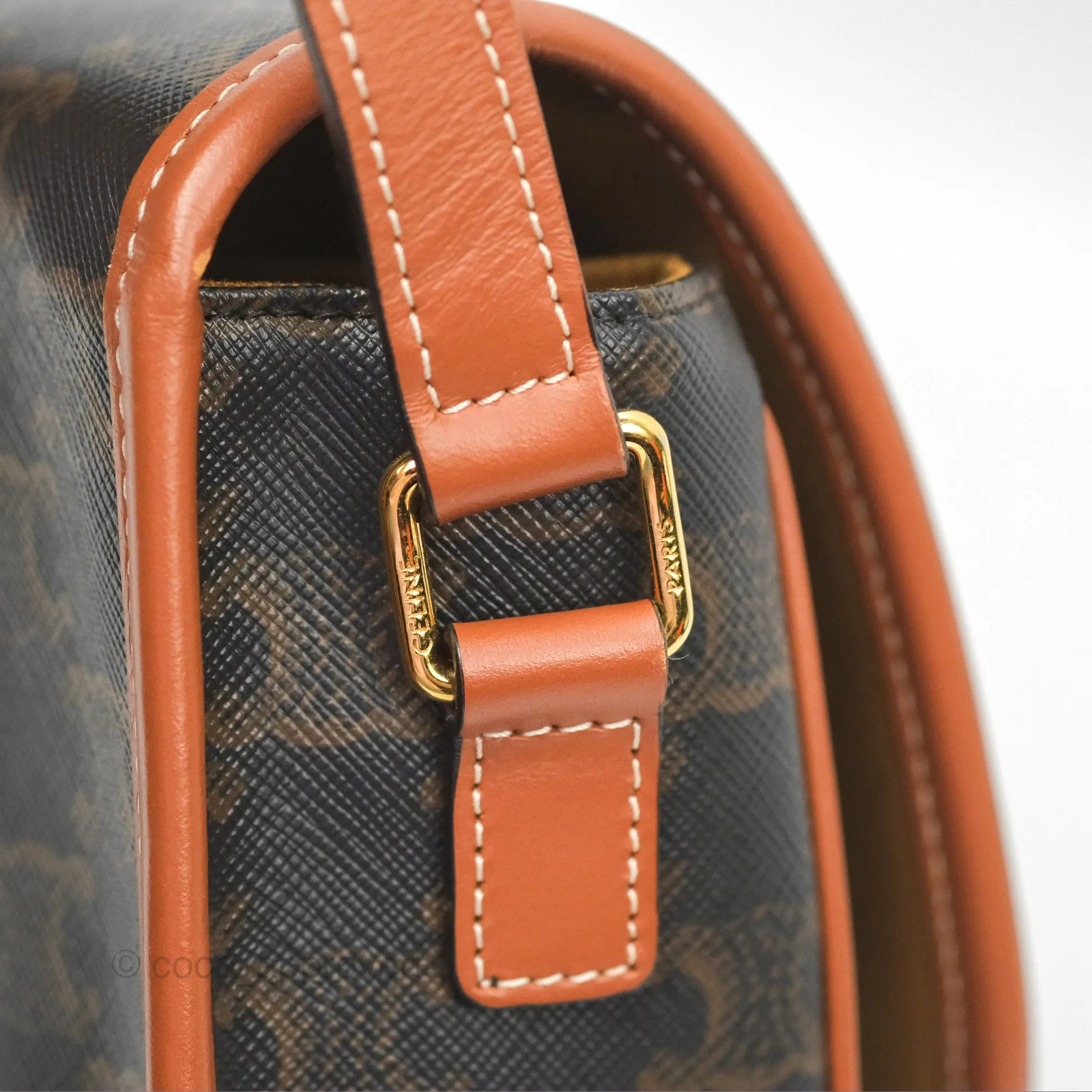 Celine Medium Folco Bag Triomphe Canvas Tan