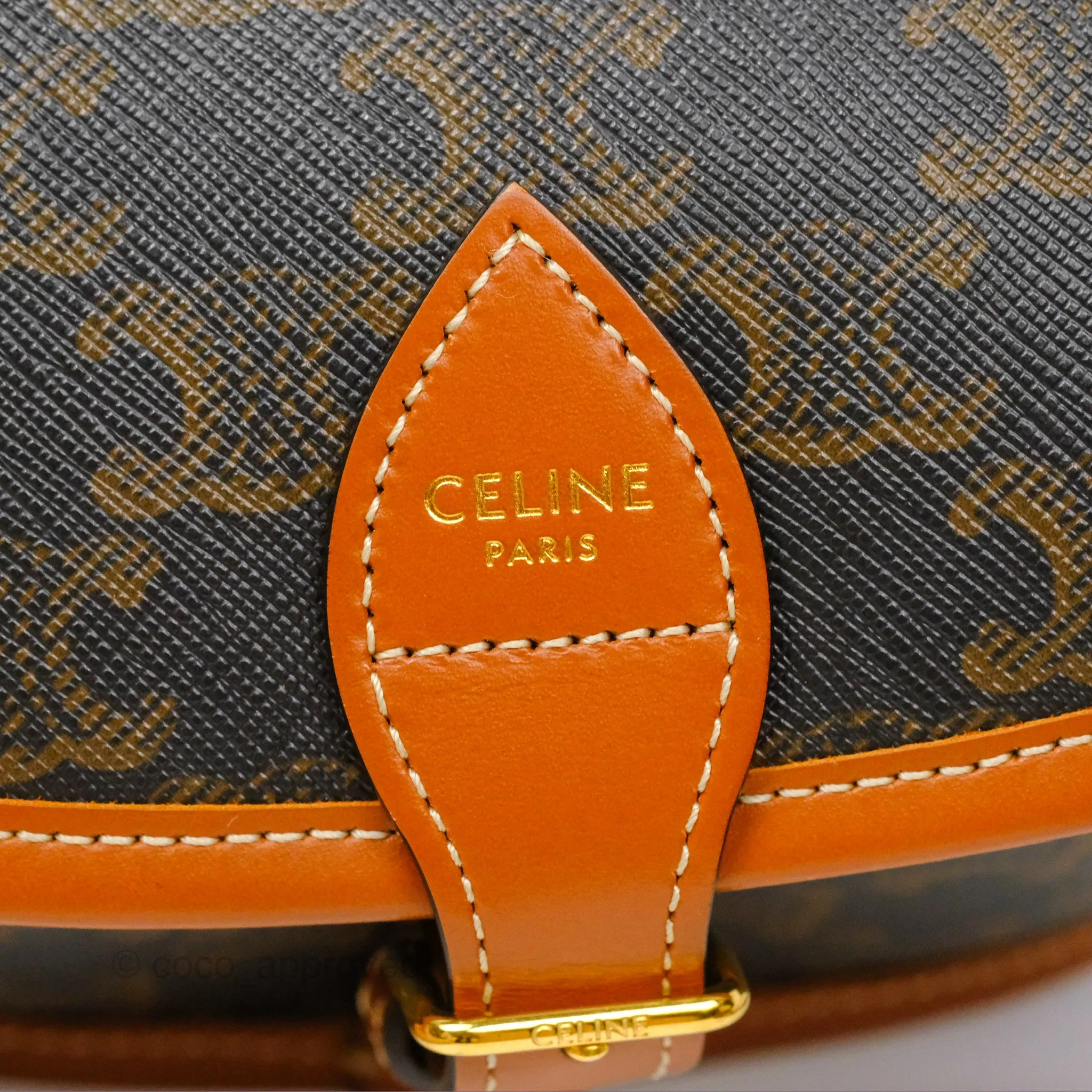 Celine Medium Folco Bag Triomphe Canvas Tan