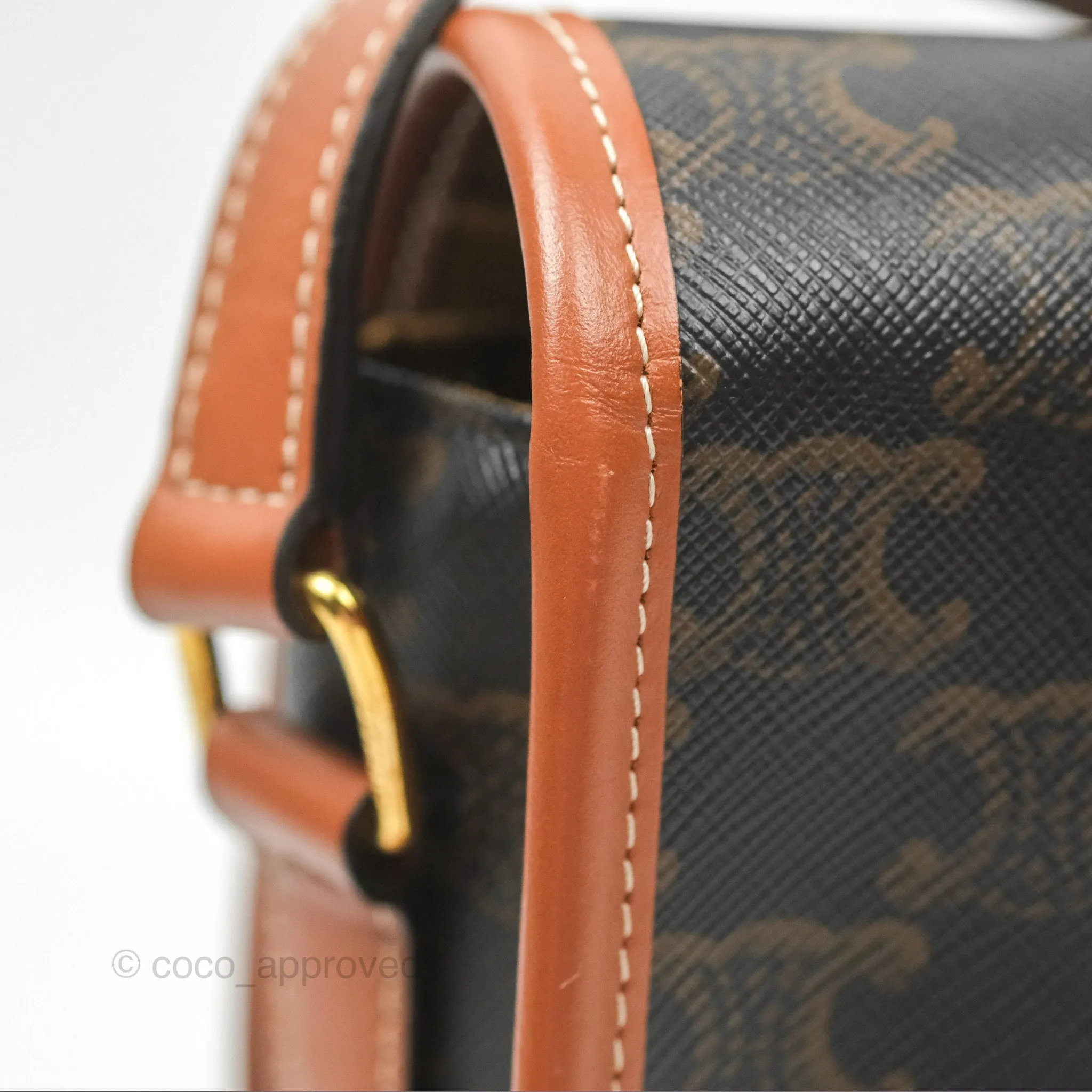 Celine Medium Folco Bag Triomphe Canvas Tan