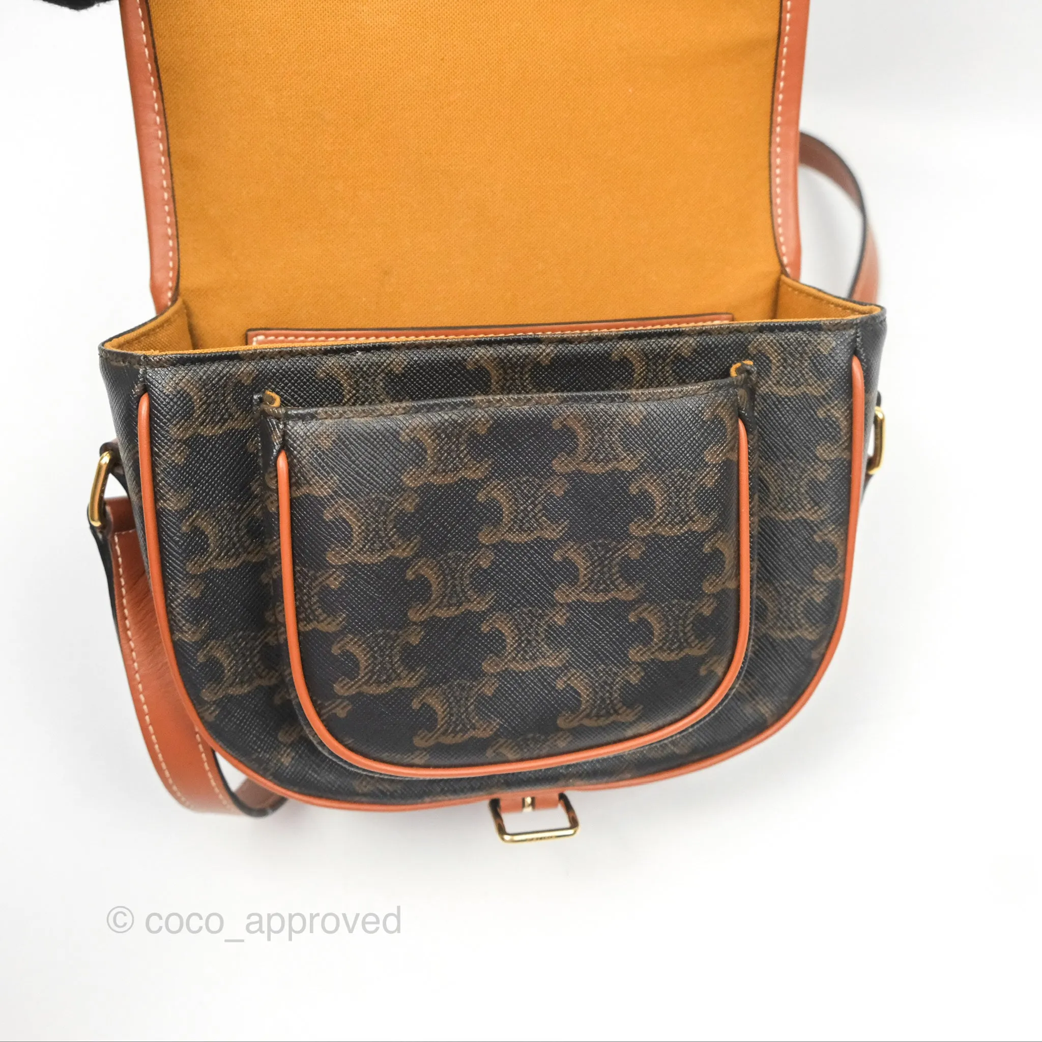 Celine Medium Folco Bag Triomphe Canvas Tan