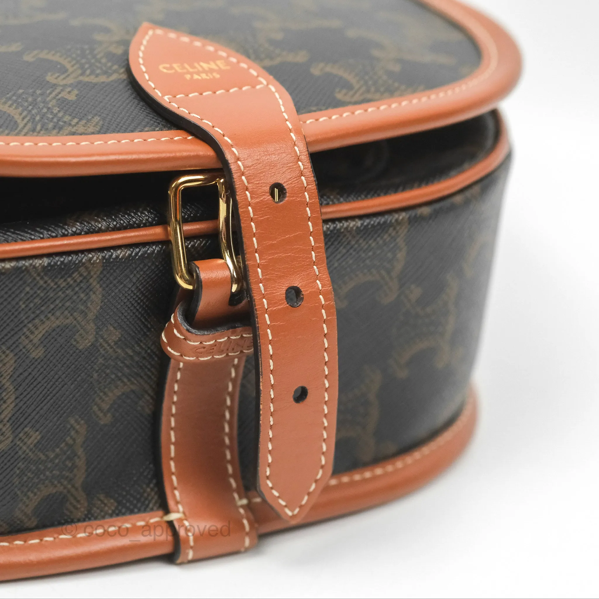 Celine Medium Folco Bag Triomphe Canvas Tan