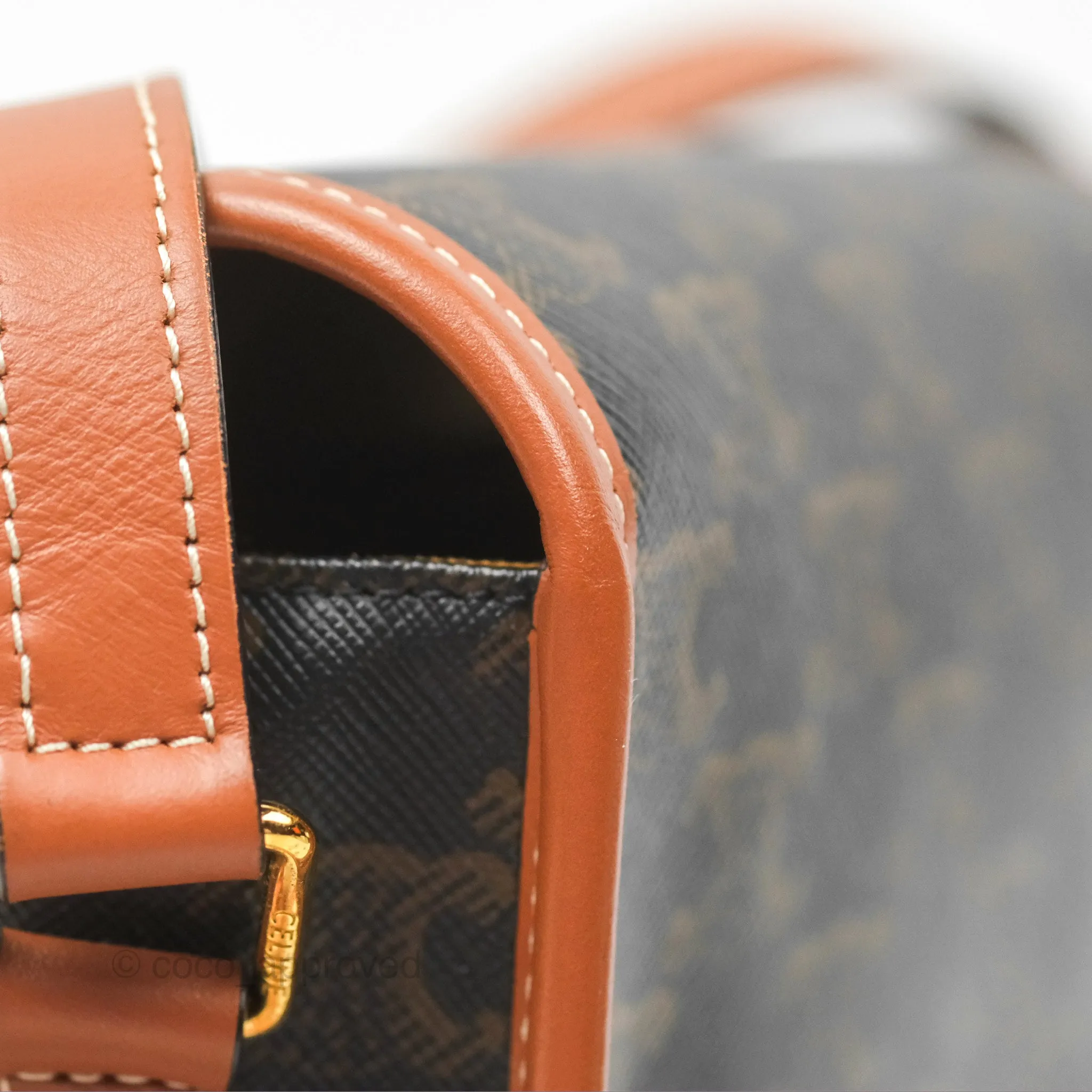 Celine Medium Folco Bag Triomphe Canvas Tan