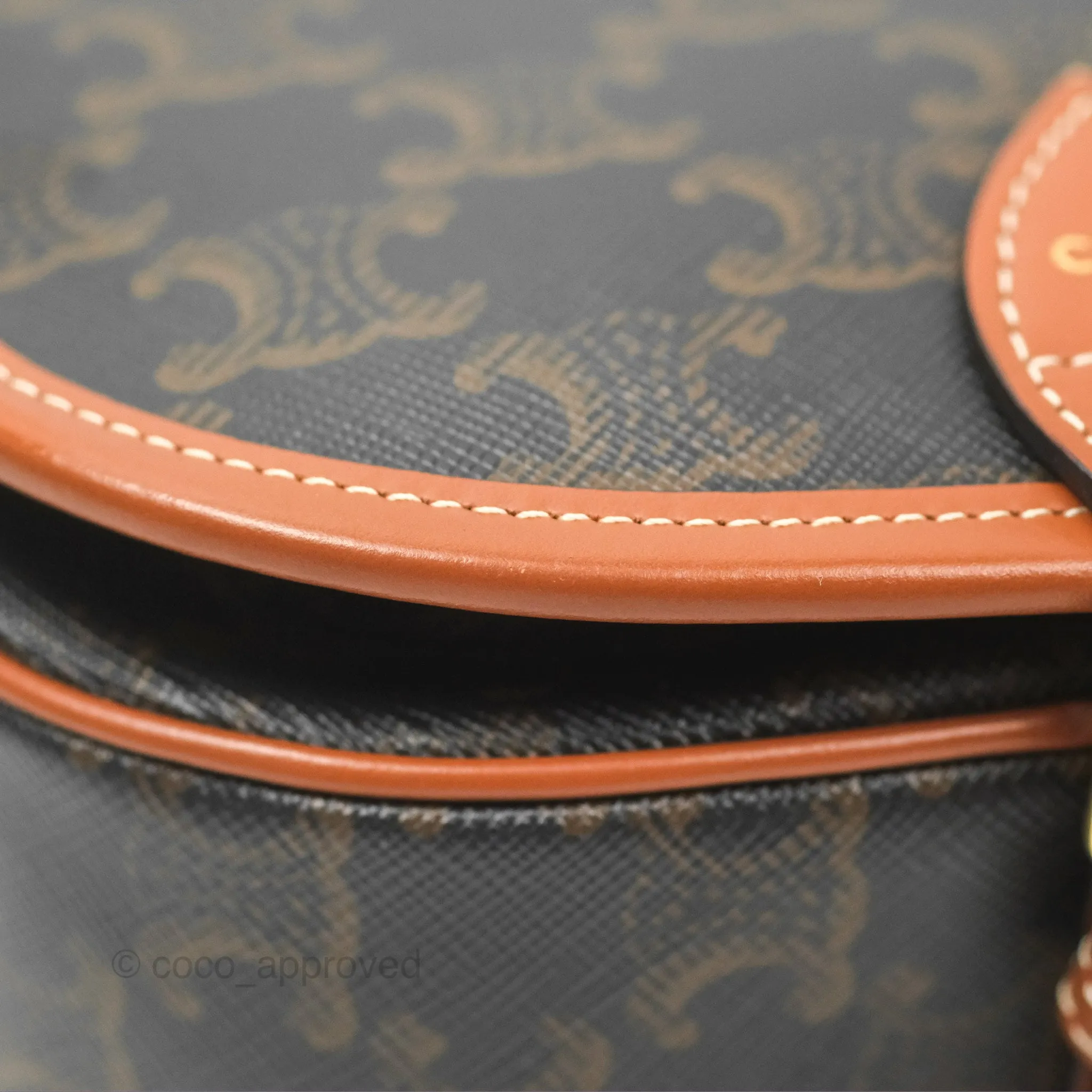 Celine Medium Folco Bag Triomphe Canvas Tan