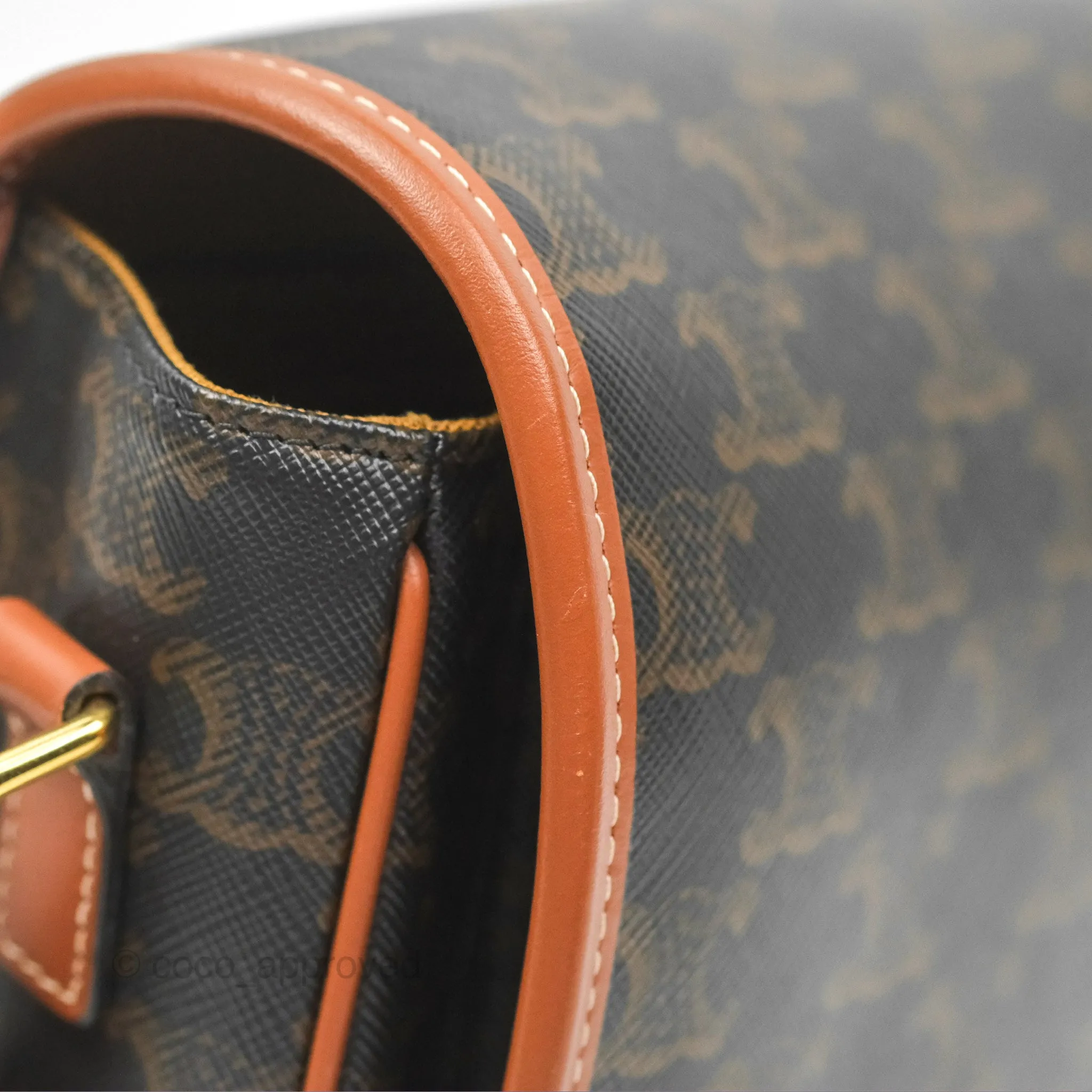 Celine Medium Folco Bag Triomphe Canvas Tan