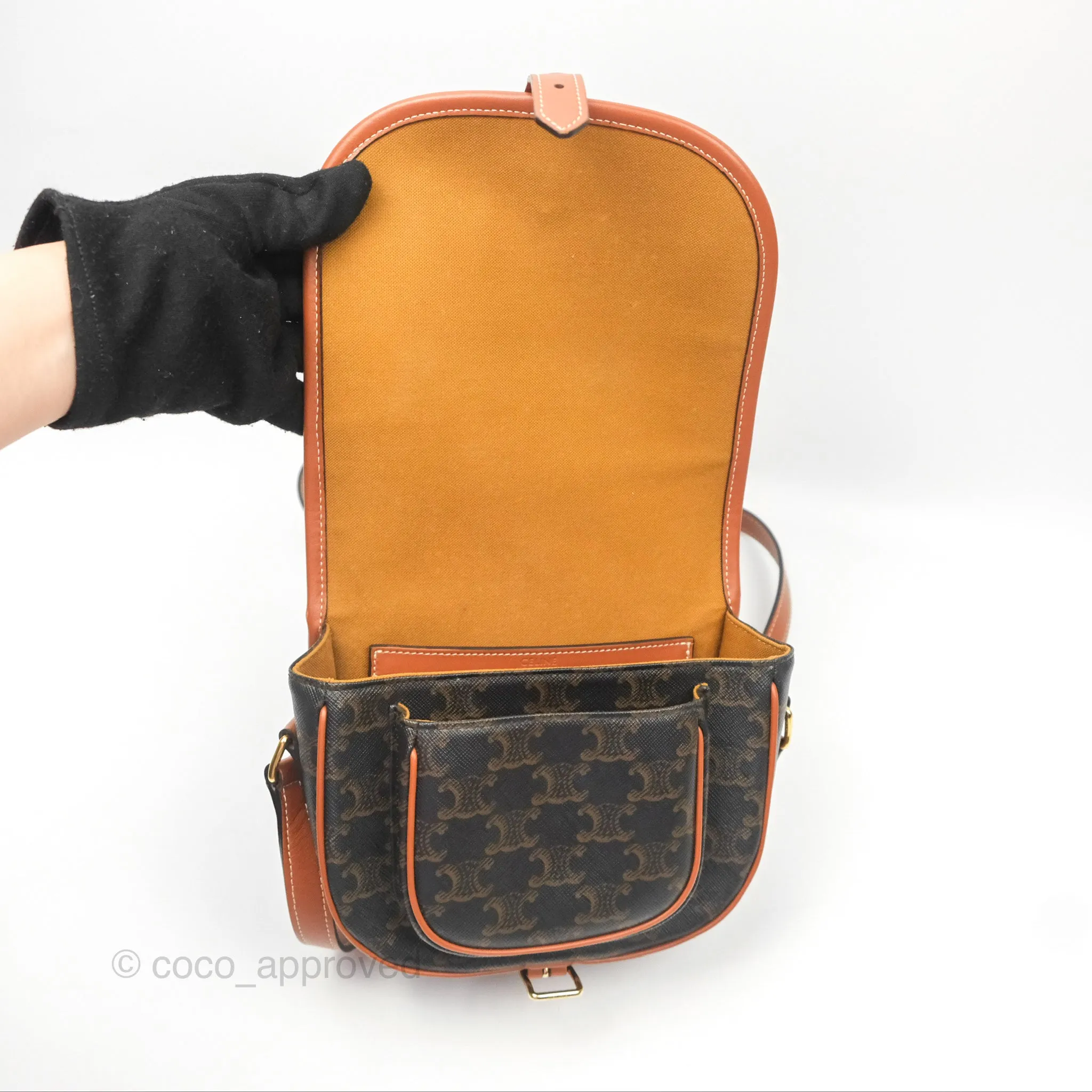 Celine Medium Folco Bag Triomphe Canvas Tan