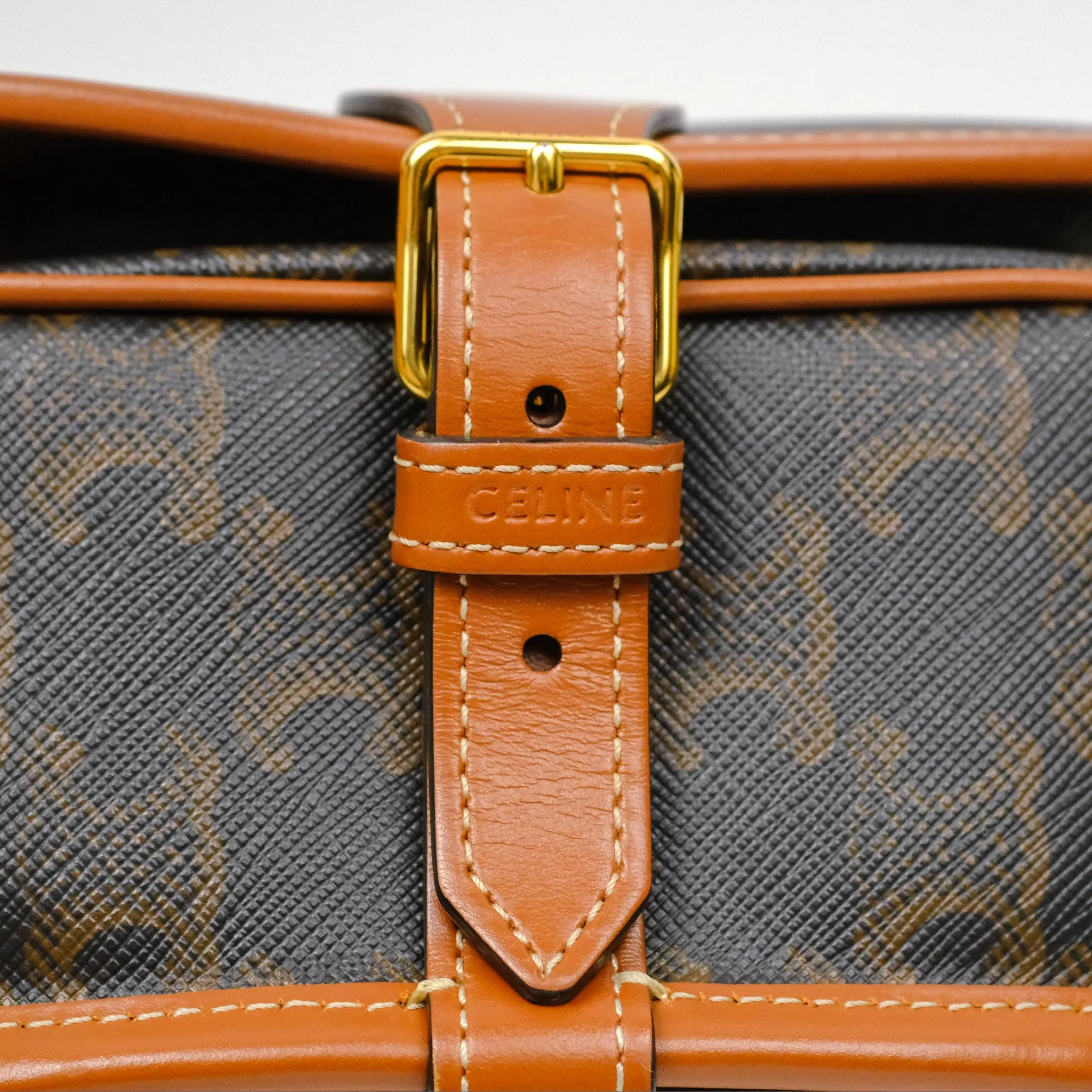 Celine Medium Folco Bag Triomphe Canvas Tan