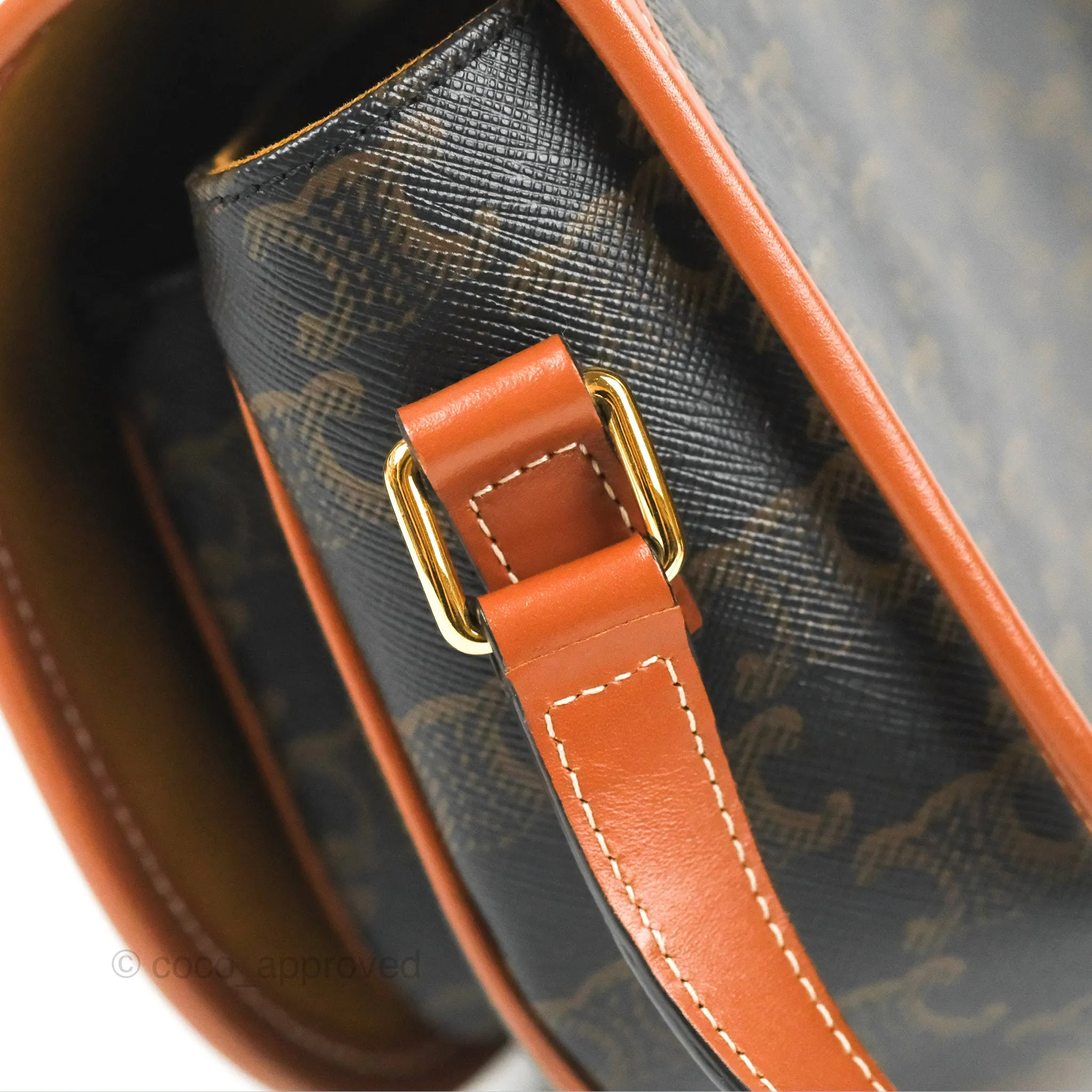 Celine Medium Folco Bag Triomphe Canvas Tan