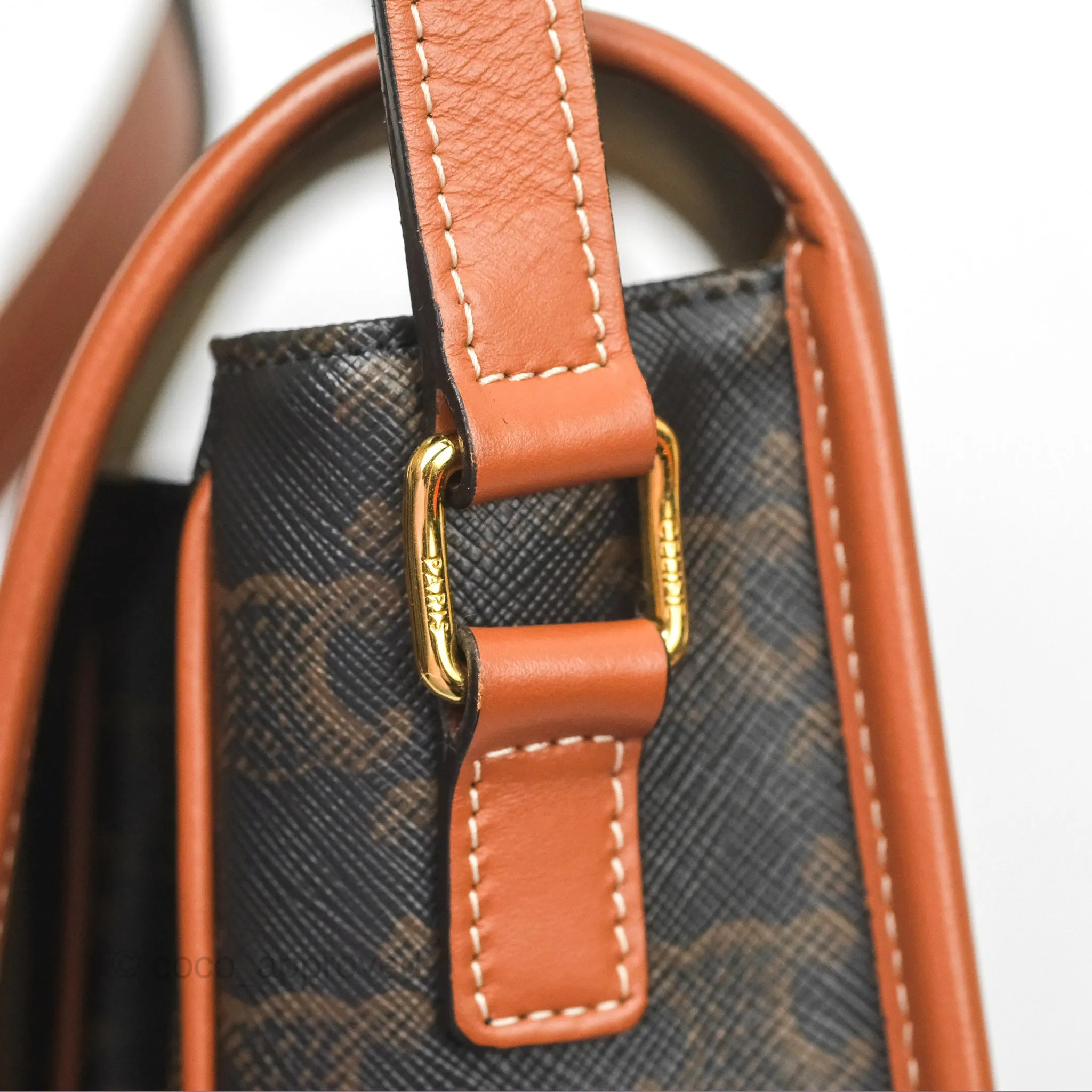 Celine Medium Folco Bag Triomphe Canvas Tan