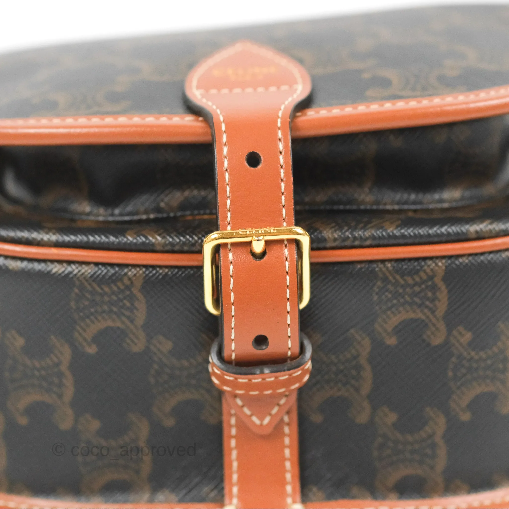Celine Medium Folco Bag Triomphe Canvas Tan