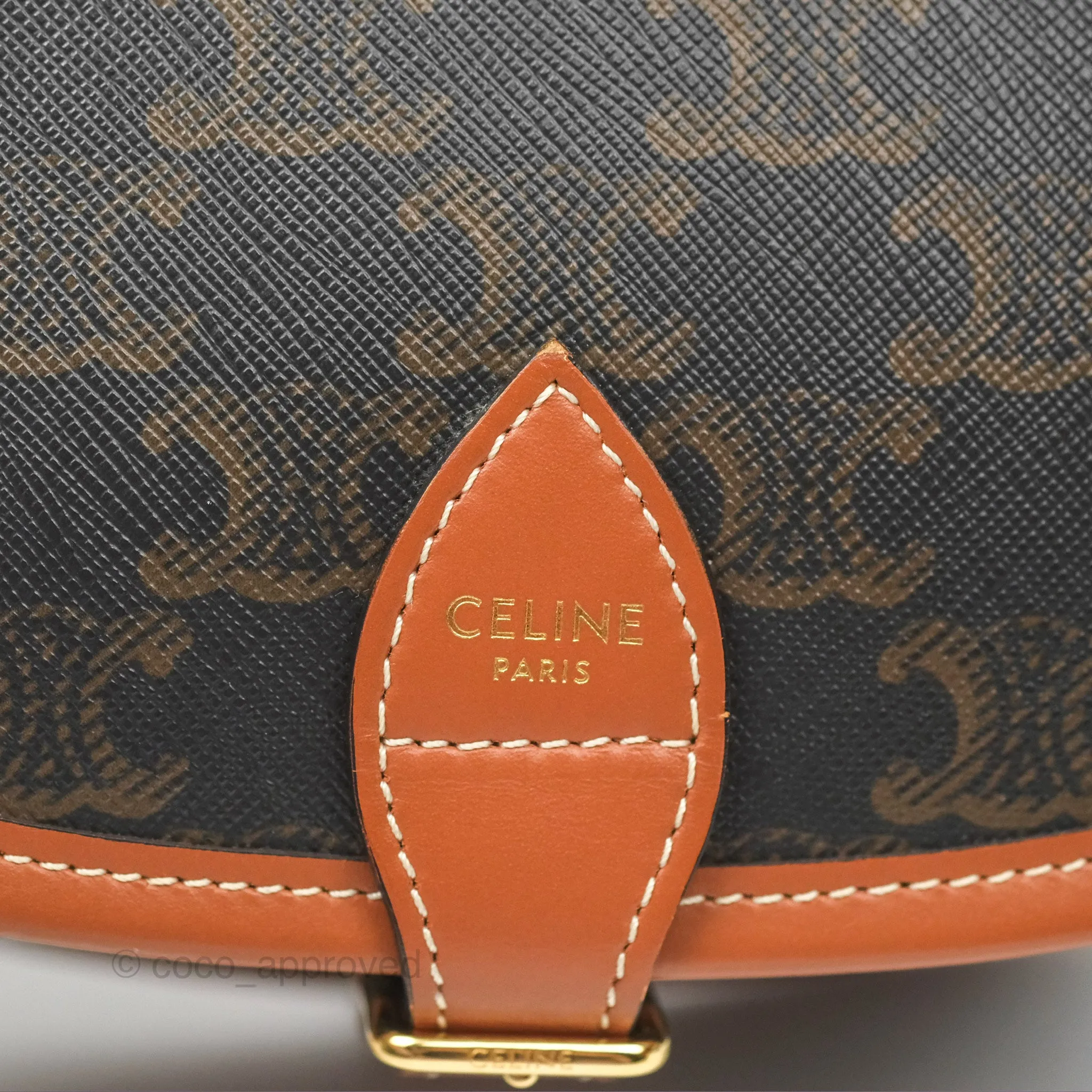 Celine Medium Folco Bag Triomphe Canvas Tan