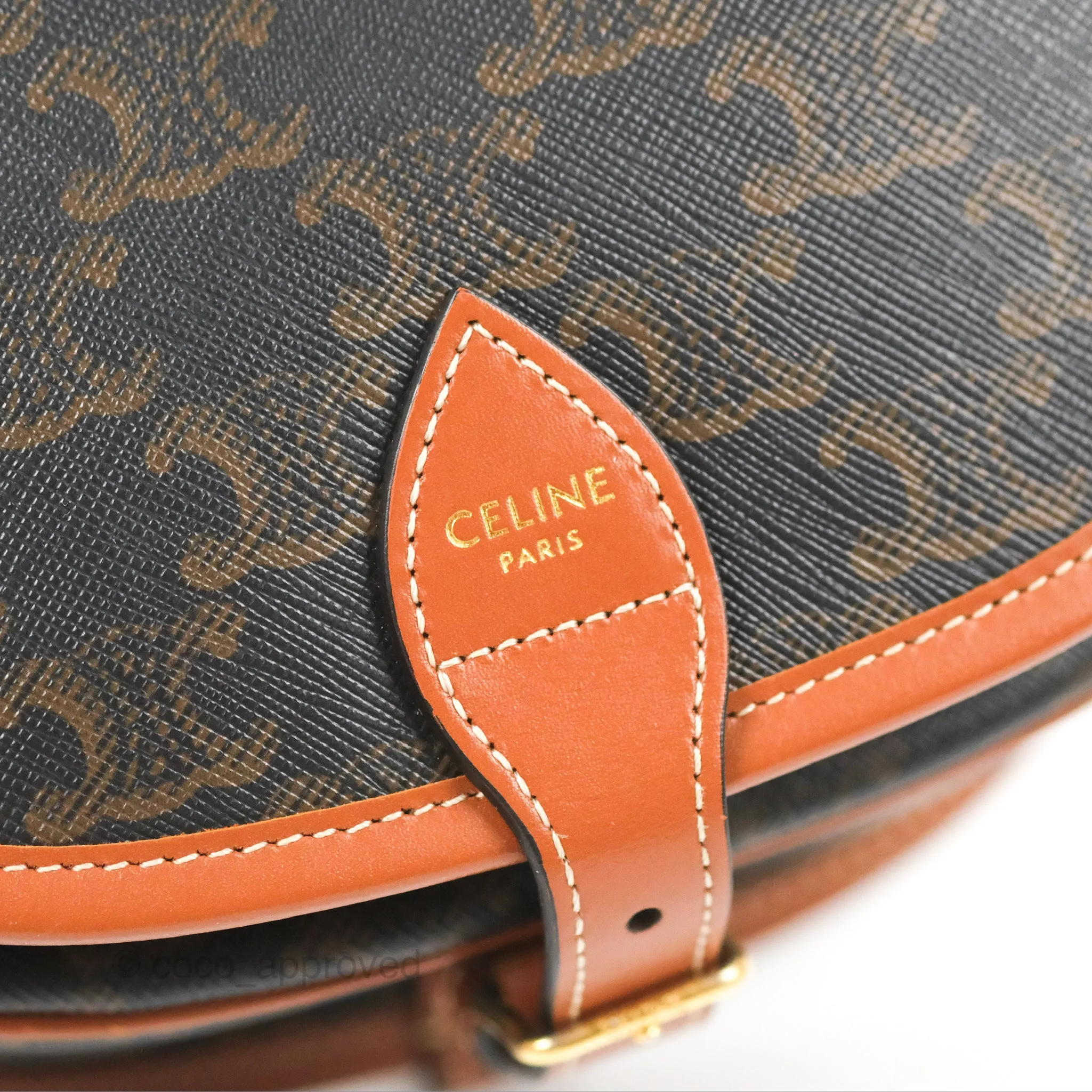 Celine Medium Folco Bag Triomphe Canvas Tan