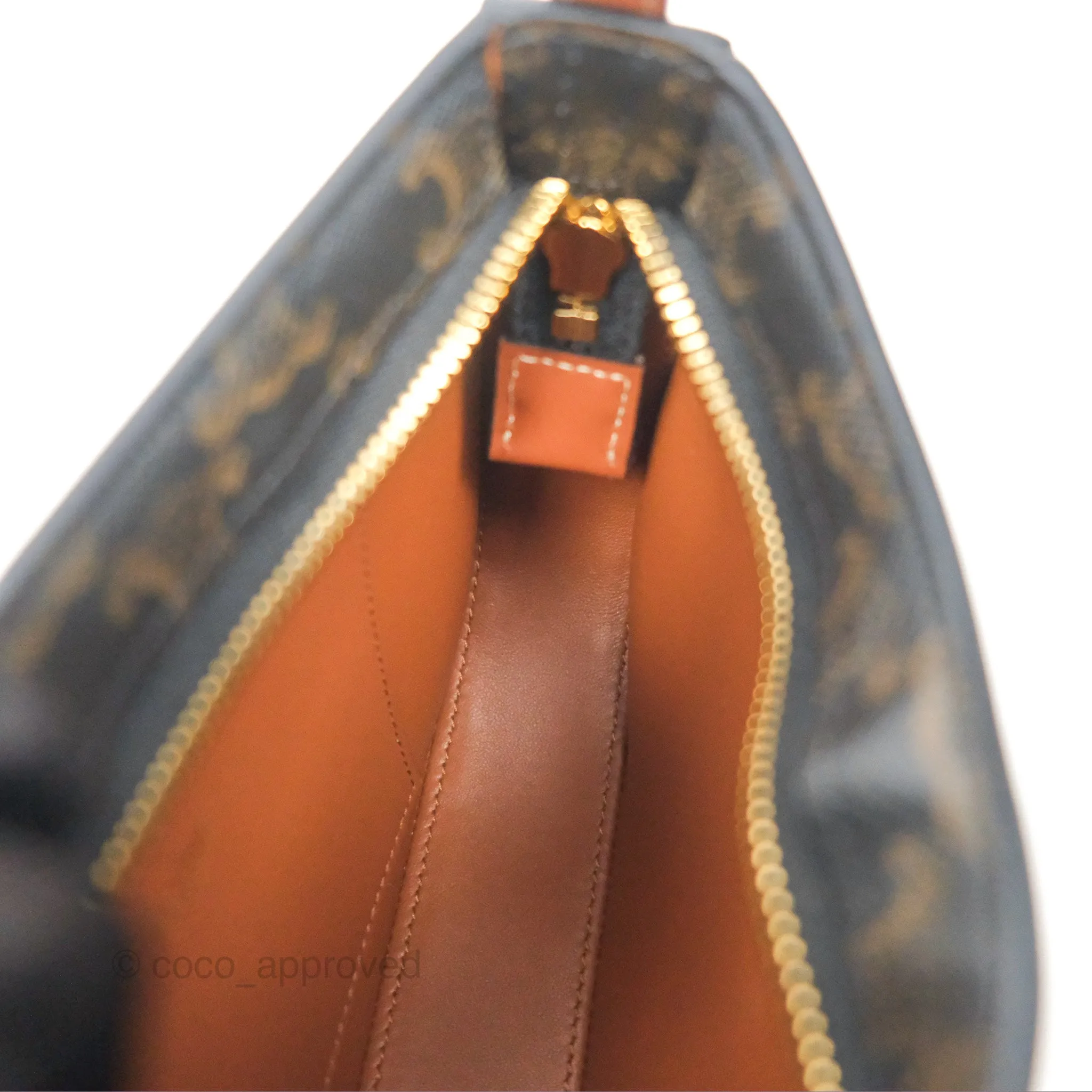 Celine Medium Tilly Bag In Triomphe Canvas and Calfskin Tan