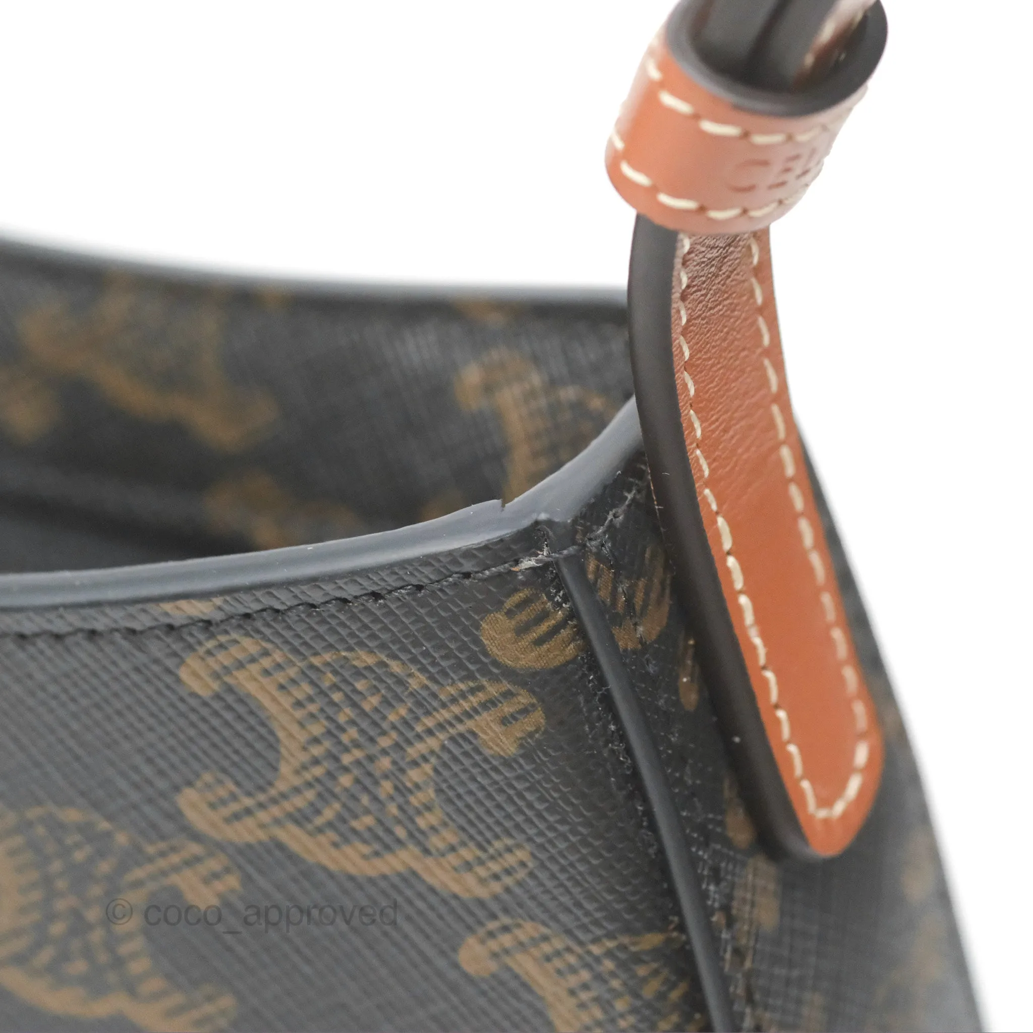 Celine Medium Tilly Bag In Triomphe Canvas and Calfskin Tan