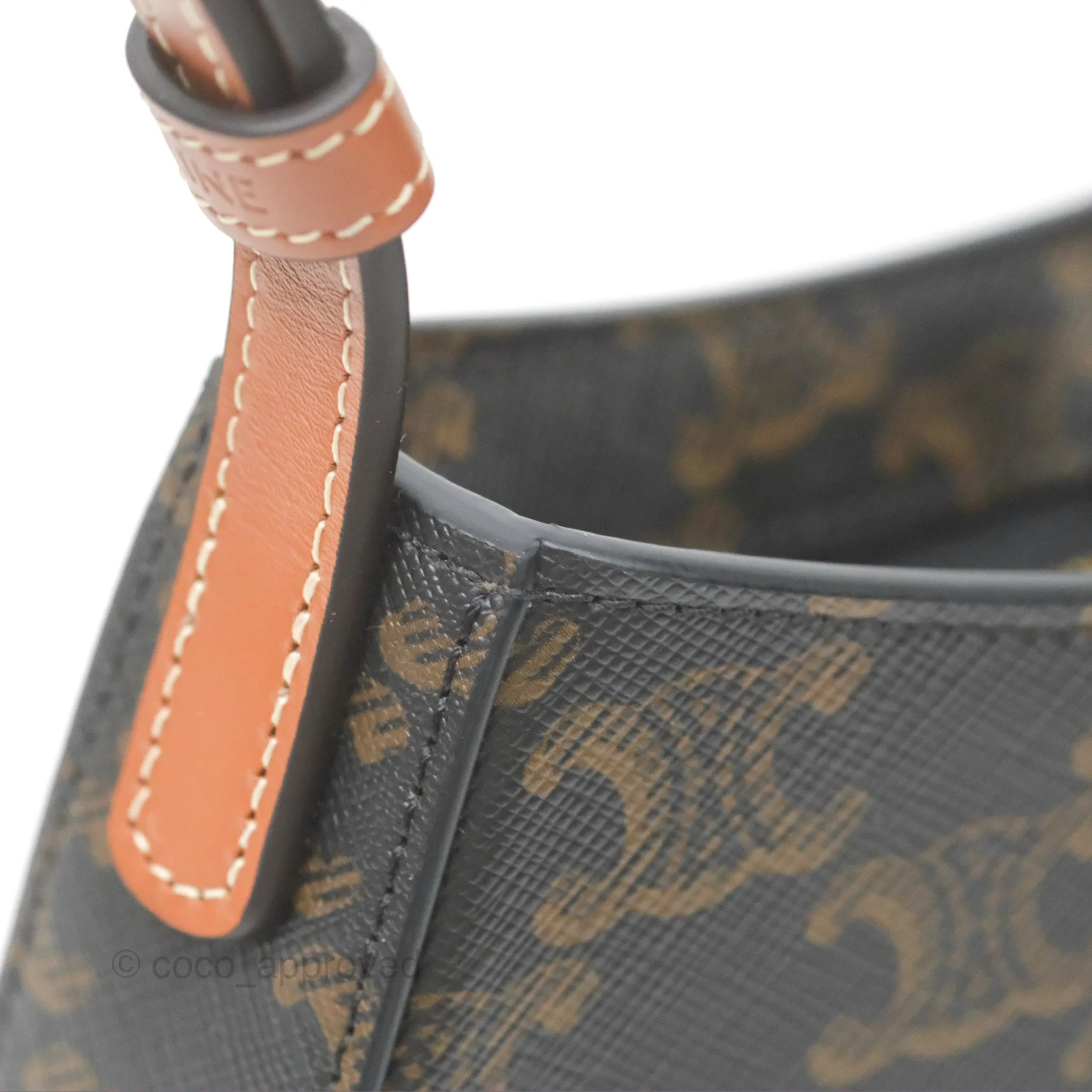 Celine Medium Tilly Bag In Triomphe Canvas and Calfskin Tan