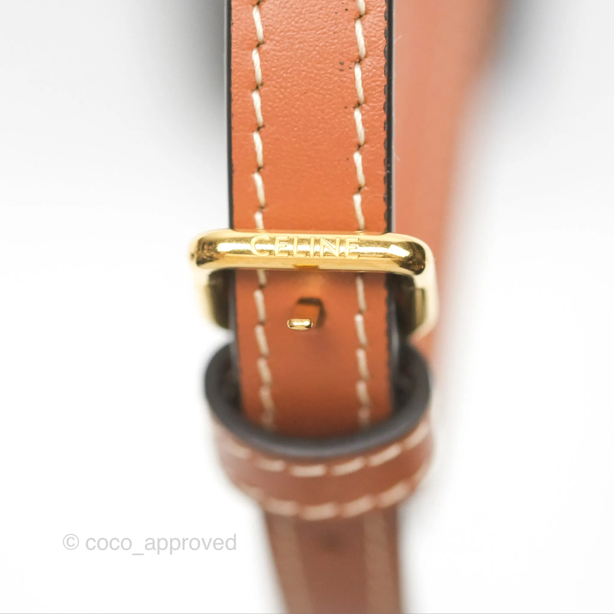 Celine Medium Tilly Bag In Triomphe Canvas and Calfskin Tan