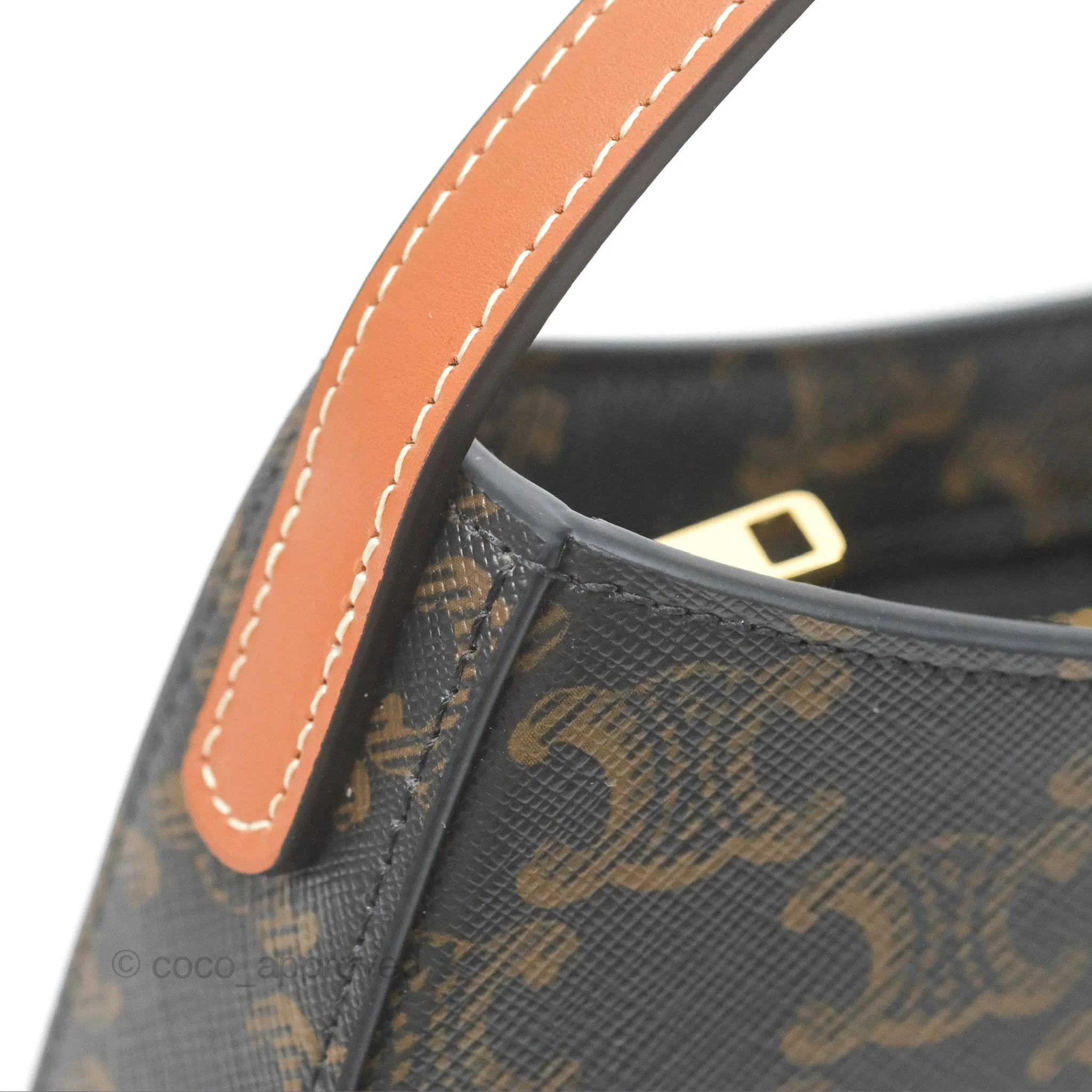 Celine Medium Tilly Bag In Triomphe Canvas and Calfskin Tan