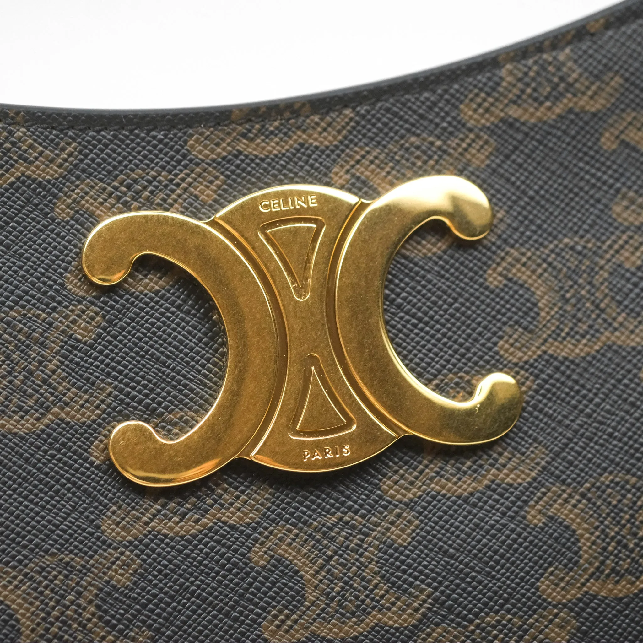 Celine Medium Tilly Bag In Triomphe Canvas and Calfskin Tan