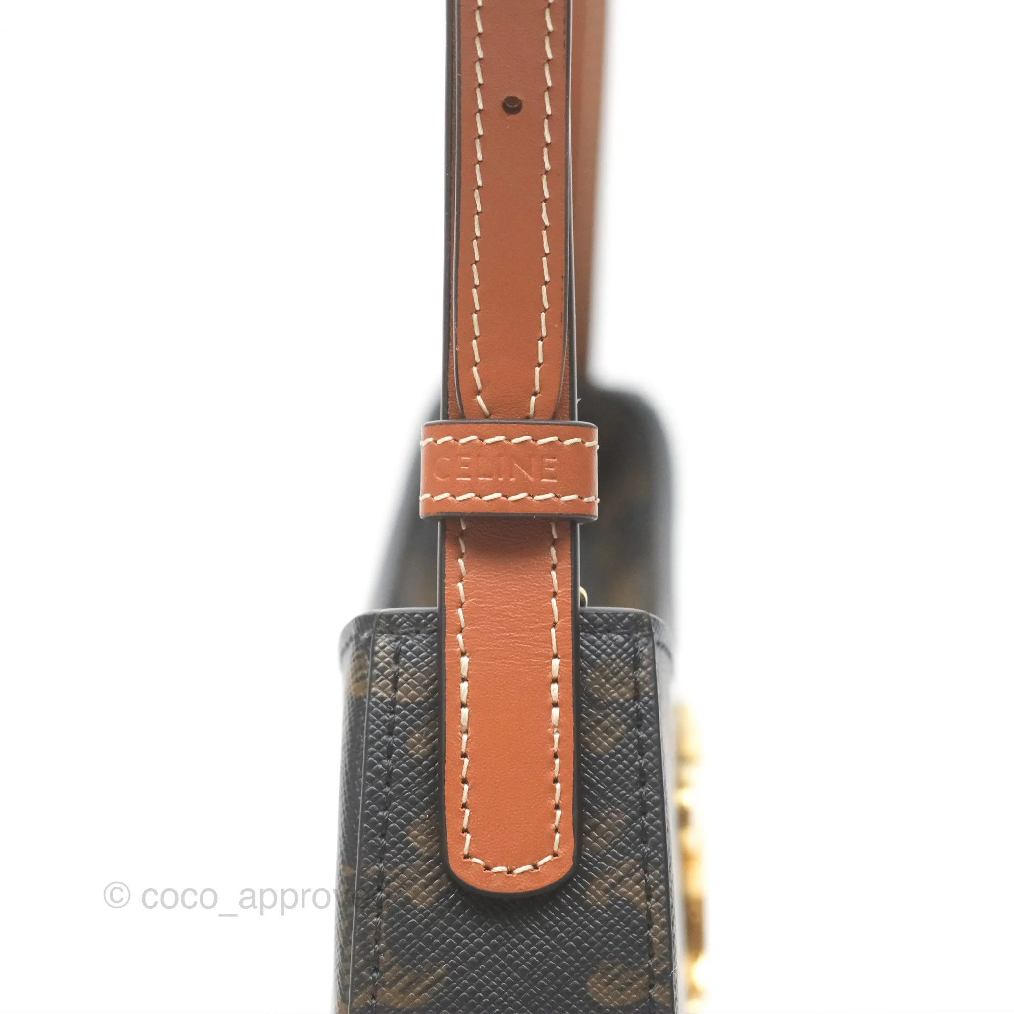Celine Medium Tilly Bag In Triomphe Canvas and Calfskin Tan