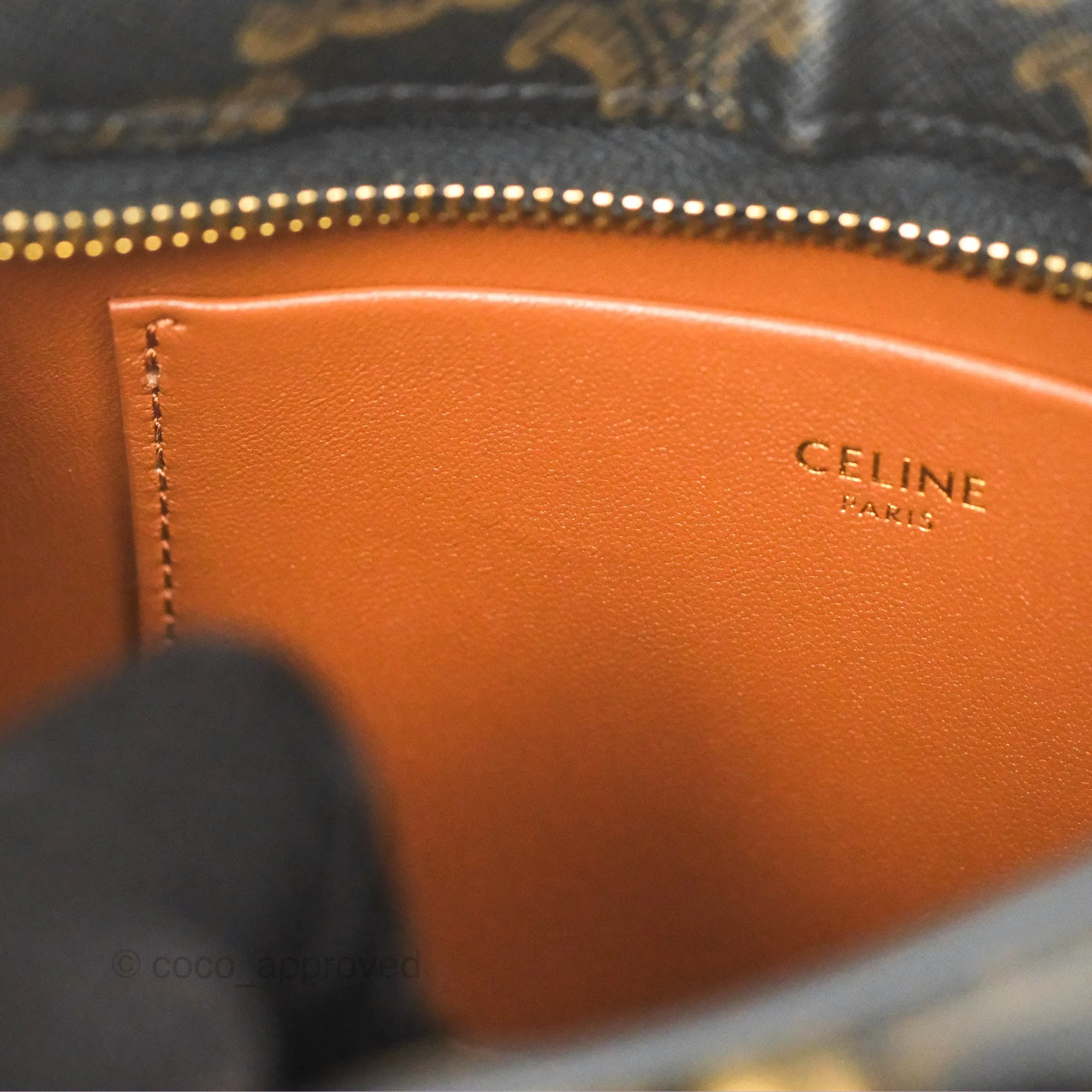 Celine Medium Tilly Bag In Triomphe Canvas and Calfskin Tan