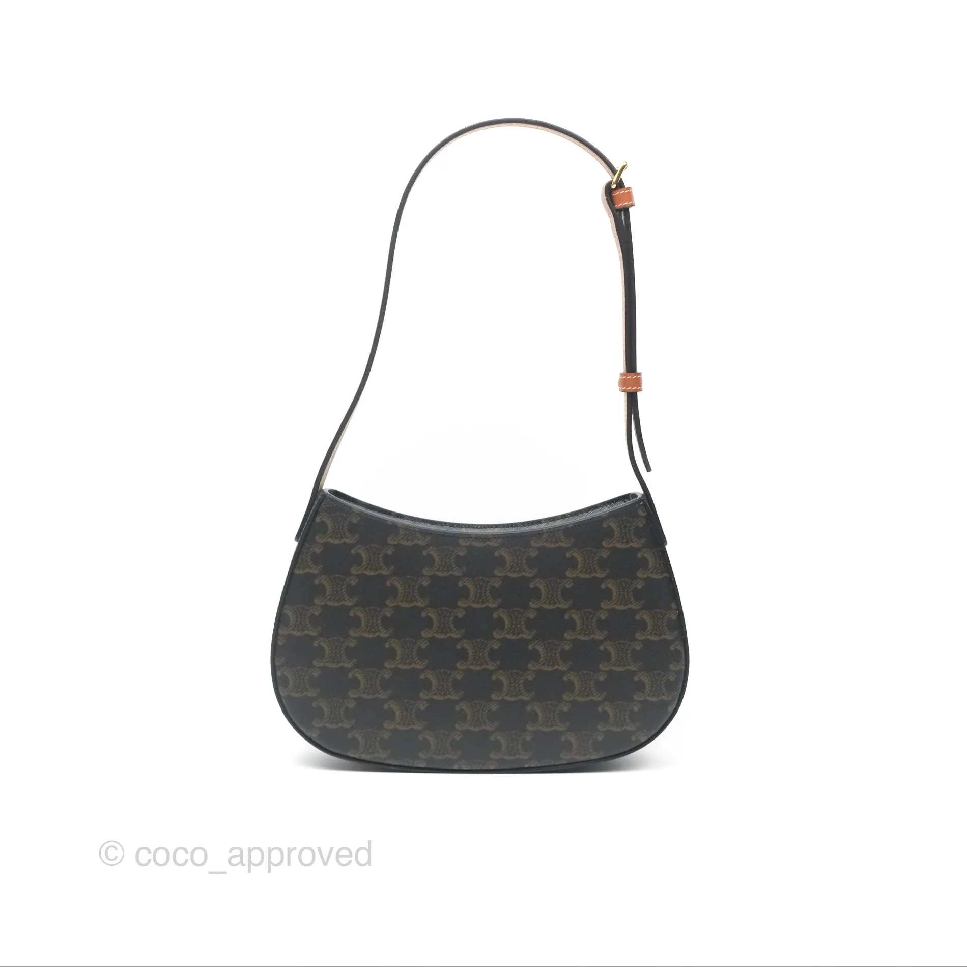 Celine Medium Tilly Bag In Triomphe Canvas and Calfskin Tan