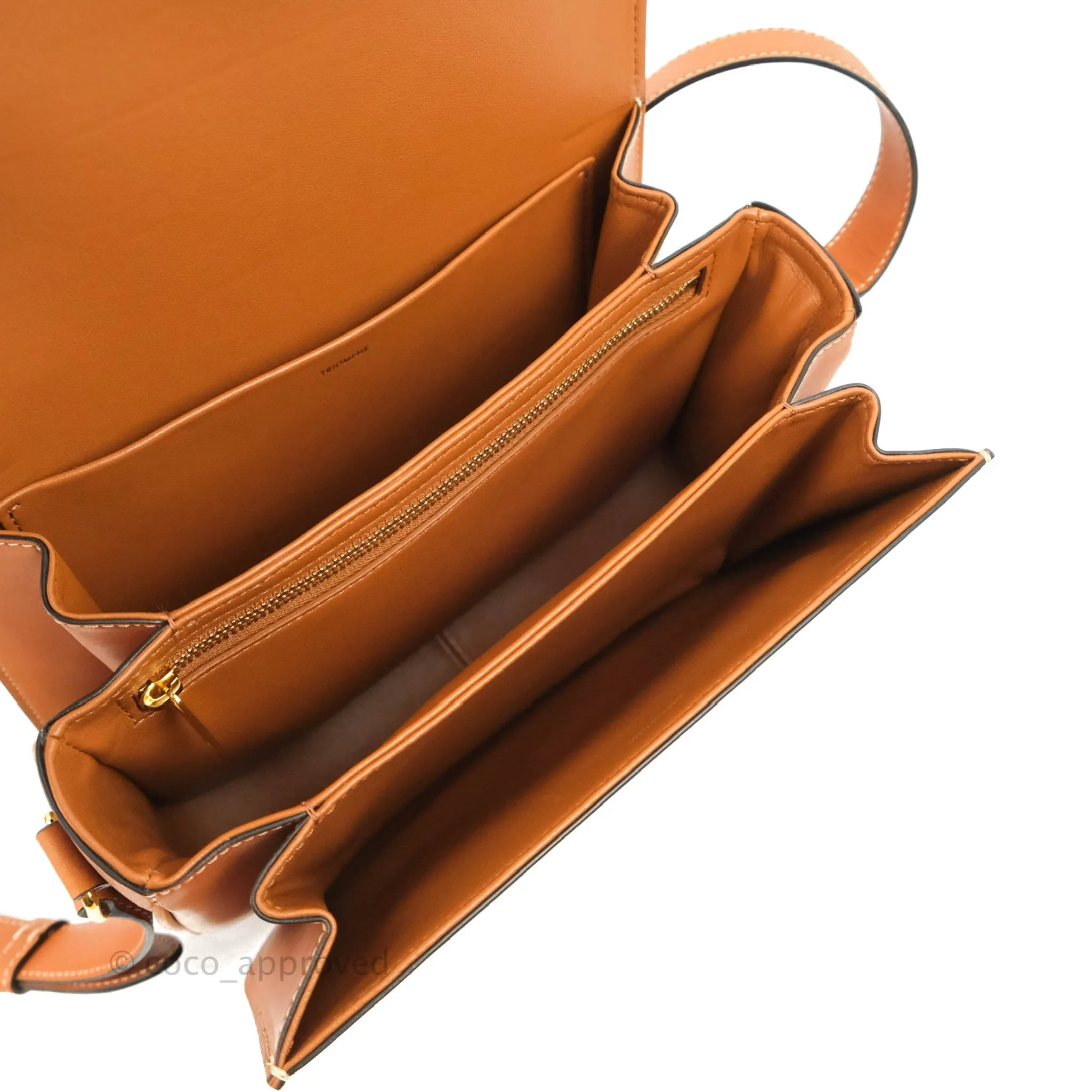 Celine Medium Triomphe Bag Chaine Triomphe Jacquard Canvas Tan Calfskin