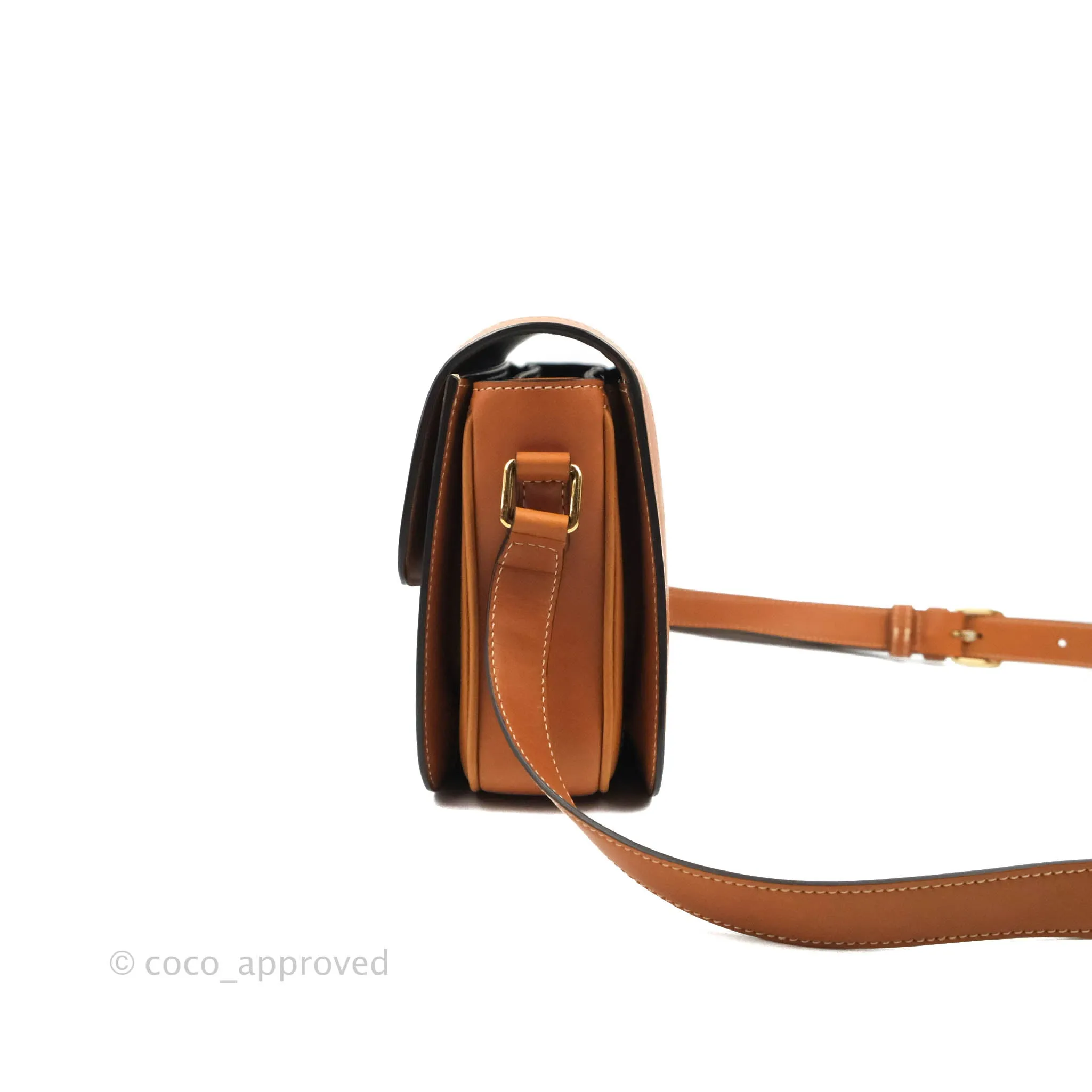 Celine Medium Triomphe Bag Chaine Triomphe Jacquard Canvas Tan Calfskin