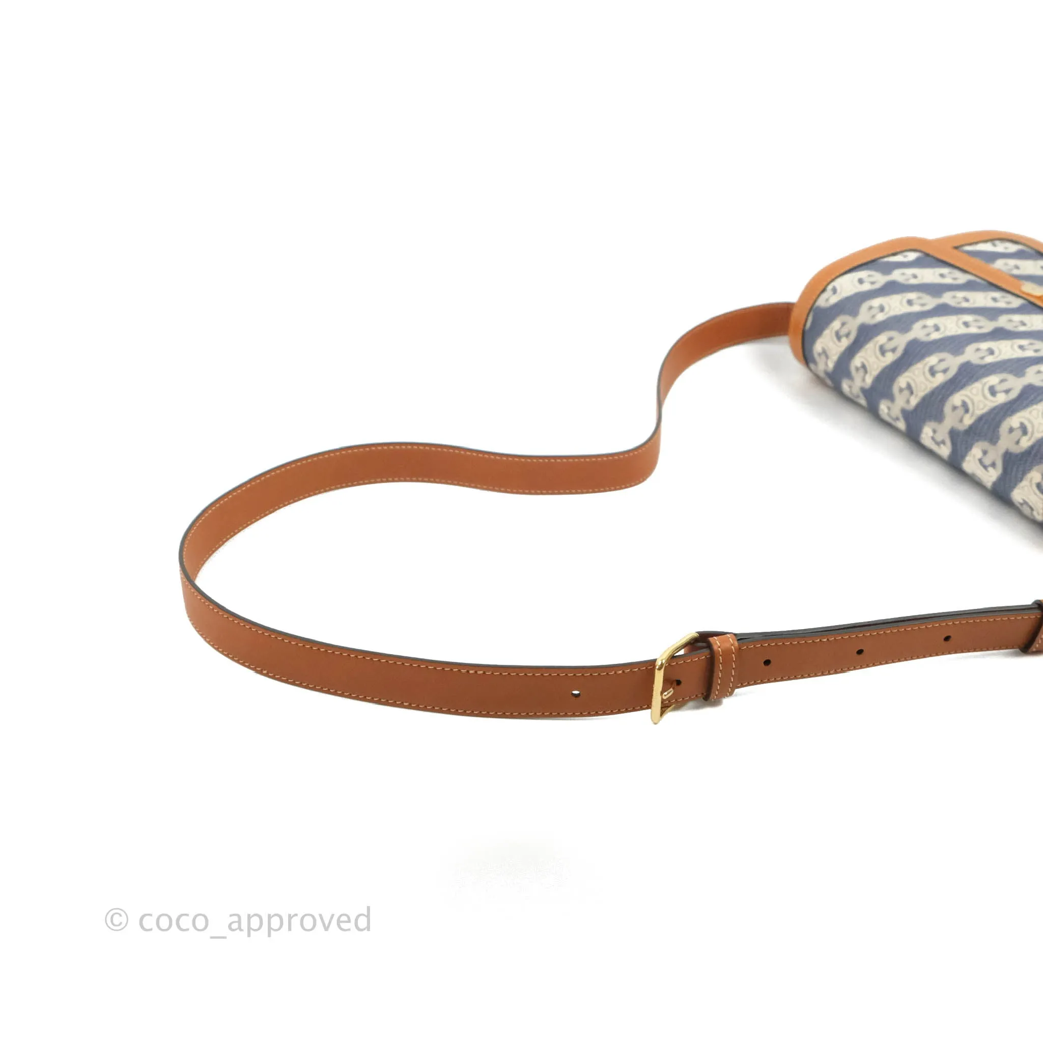 Celine Medium Triomphe Bag Chaine Triomphe Jacquard Canvas Tan Calfskin
