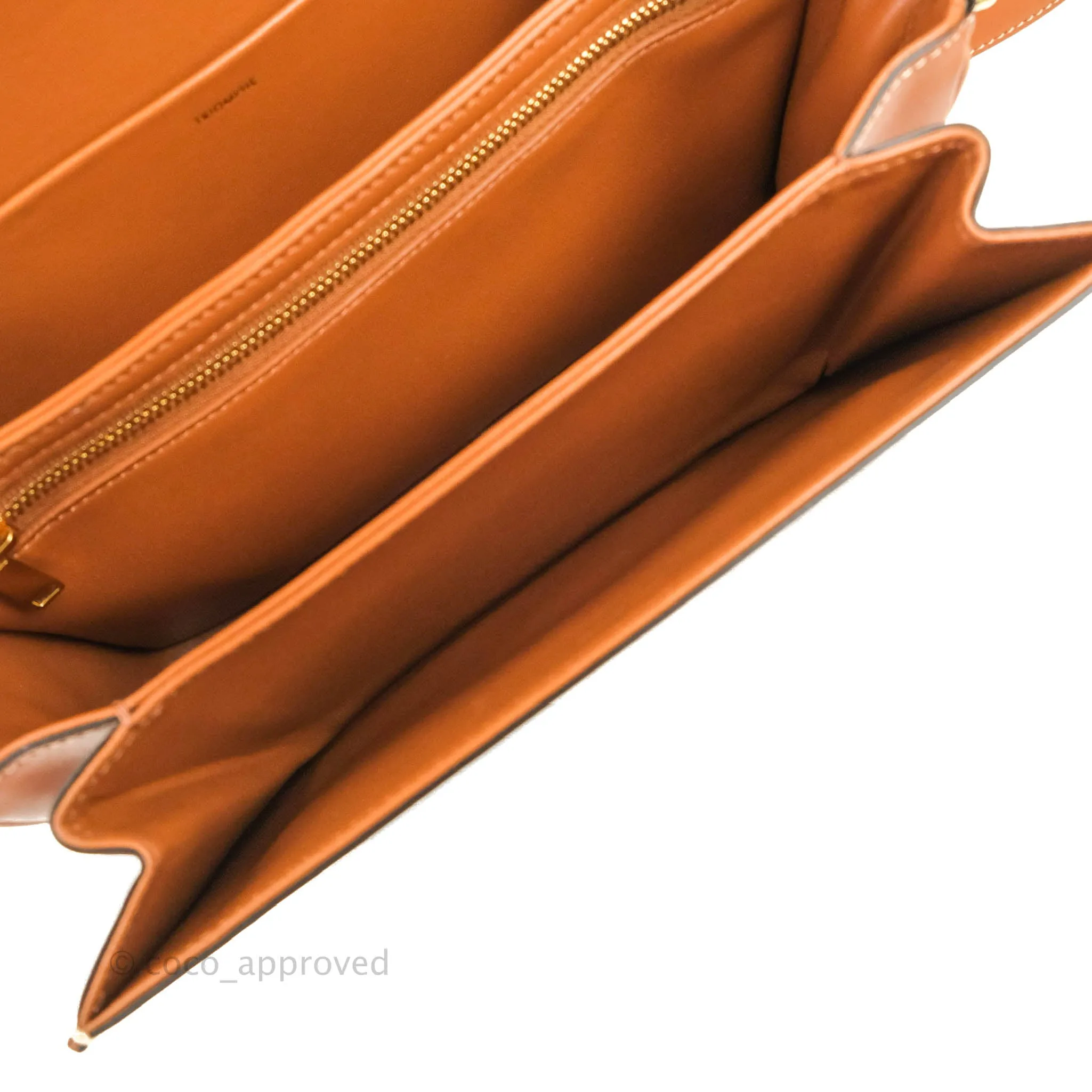 Celine Medium Triomphe Bag Chaine Triomphe Jacquard Canvas Tan Calfskin
