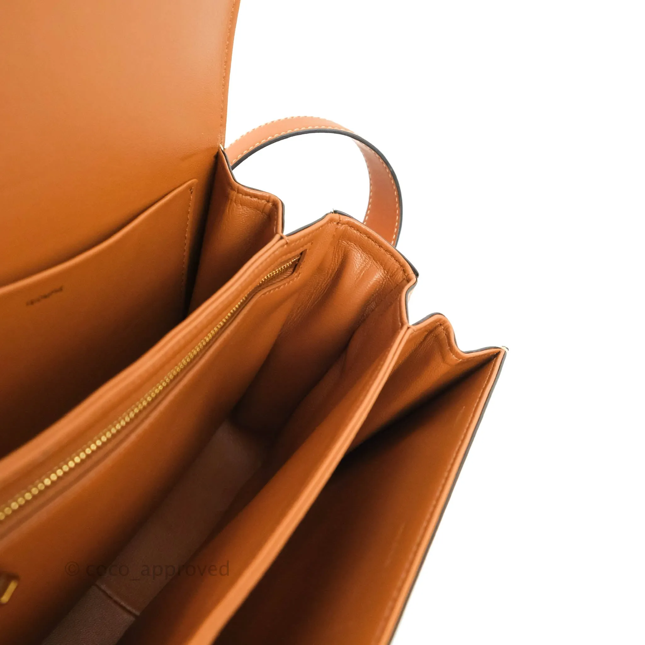 Celine Medium Triomphe Bag Chaine Triomphe Jacquard Canvas Tan Calfskin