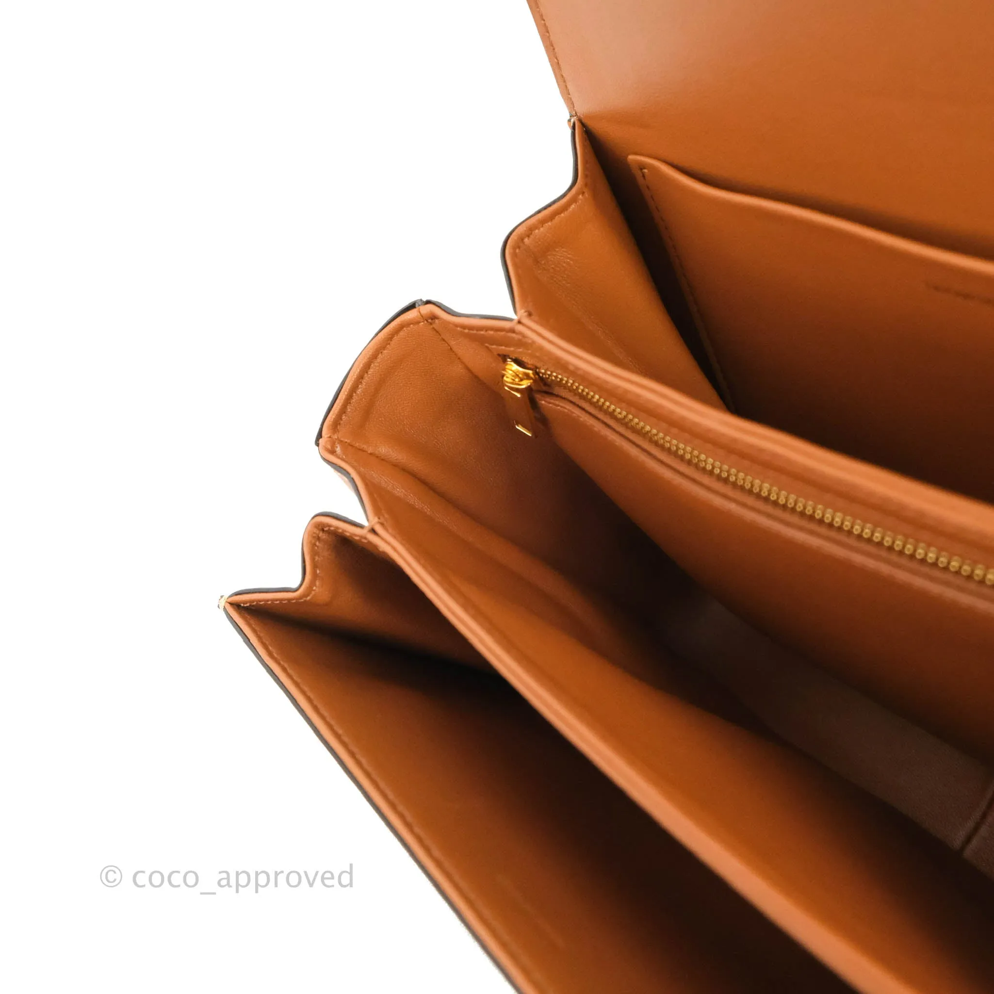 Celine Medium Triomphe Bag Chaine Triomphe Jacquard Canvas Tan Calfskin
