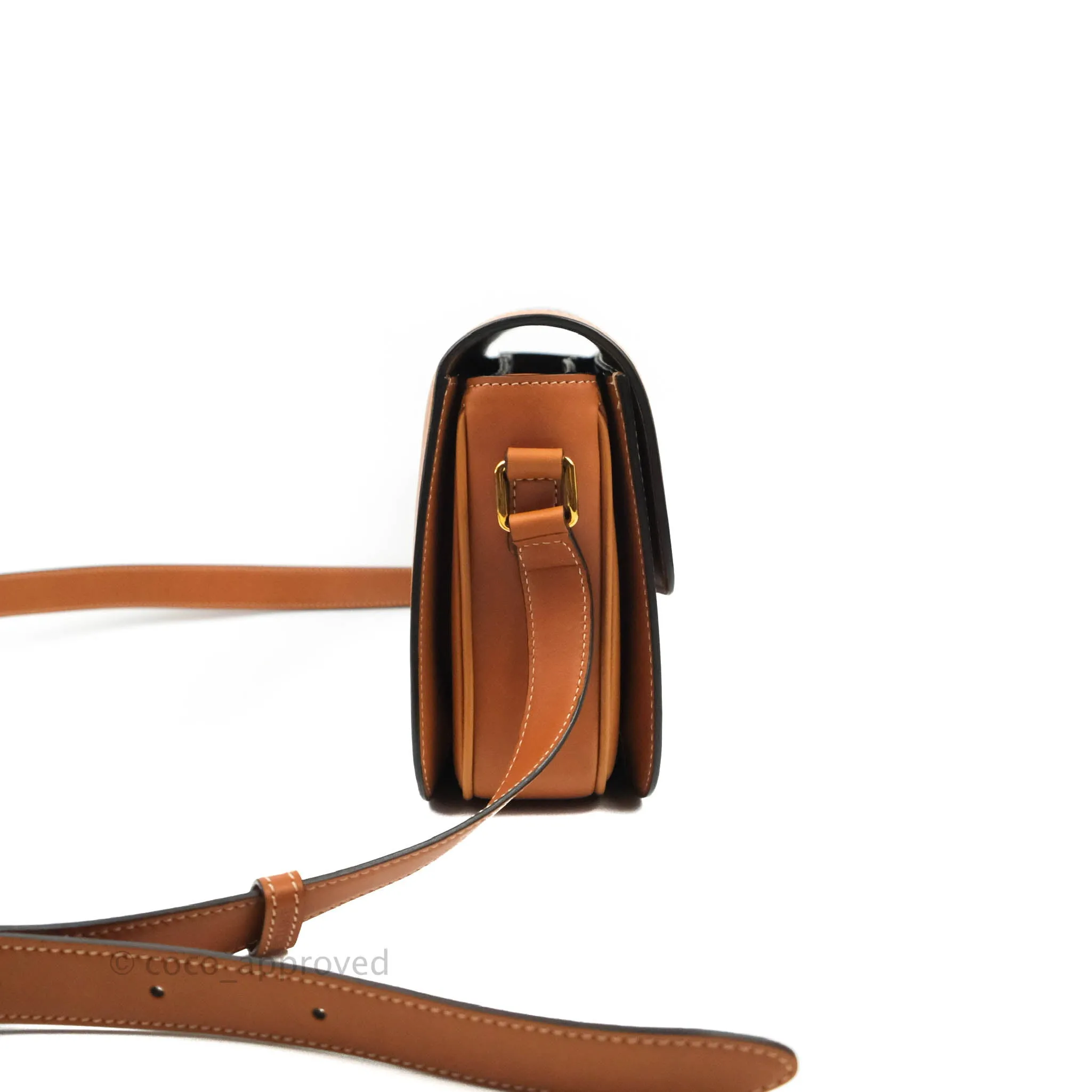 Celine Medium Triomphe Bag Chaine Triomphe Jacquard Canvas Tan Calfskin