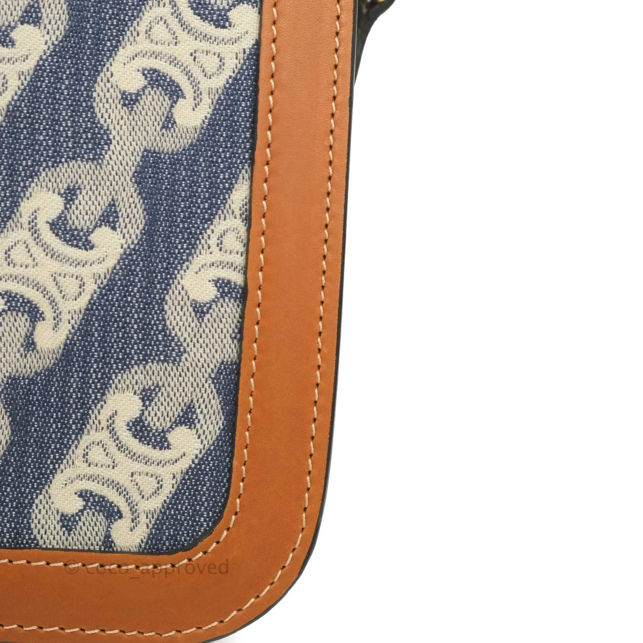Celine Medium Triomphe Bag Chaine Triomphe Jacquard Canvas Tan Calfskin