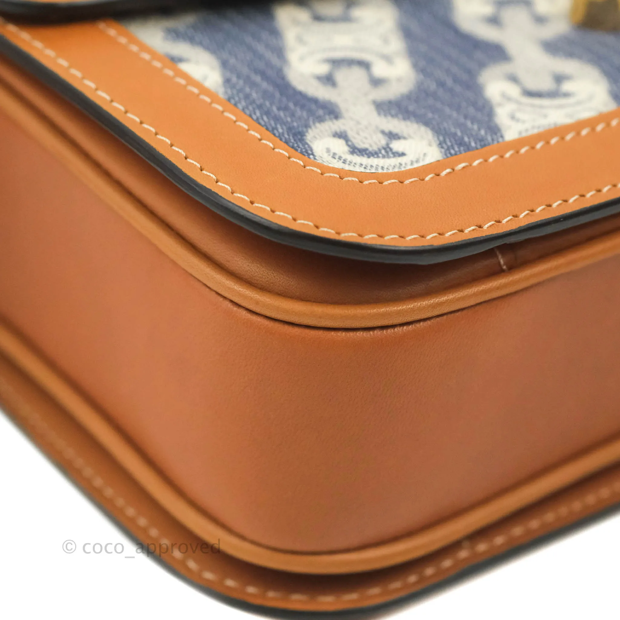 Celine Medium Triomphe Bag Chaine Triomphe Jacquard Canvas Tan Calfskin
