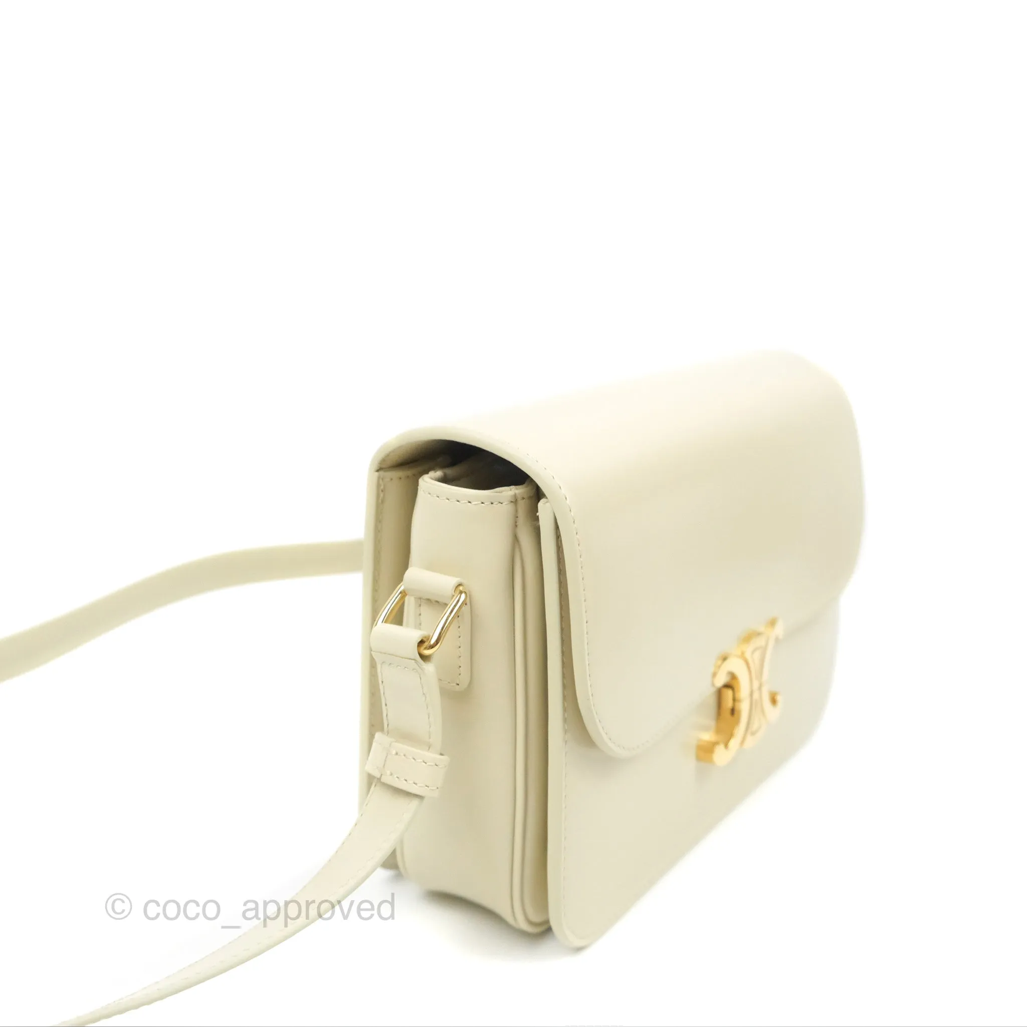 Celine Medium Triomphe Bag Limestone Shiny Calfskin
