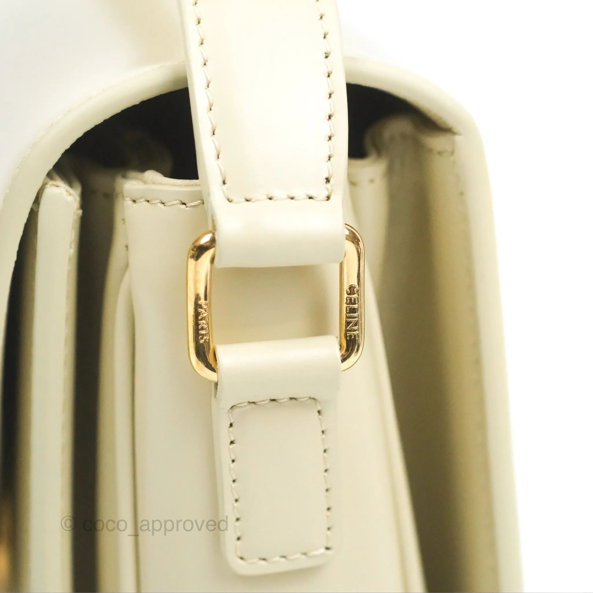 Celine Medium Triomphe Bag Limestone Shiny Calfskin