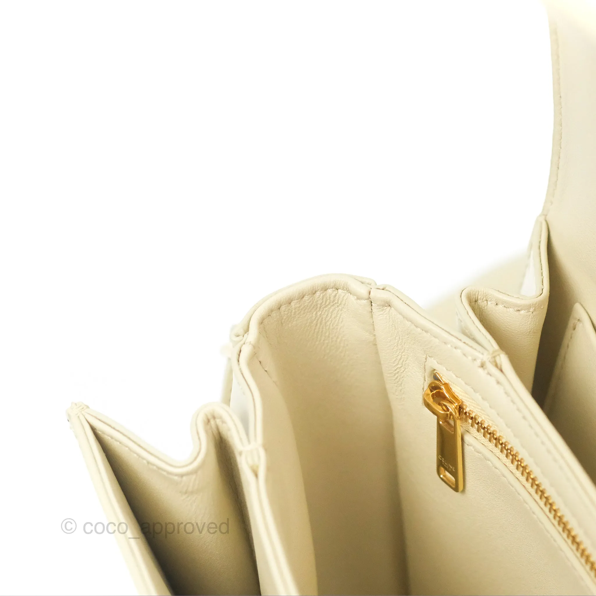 Celine Medium Triomphe Bag Limestone Shiny Calfskin