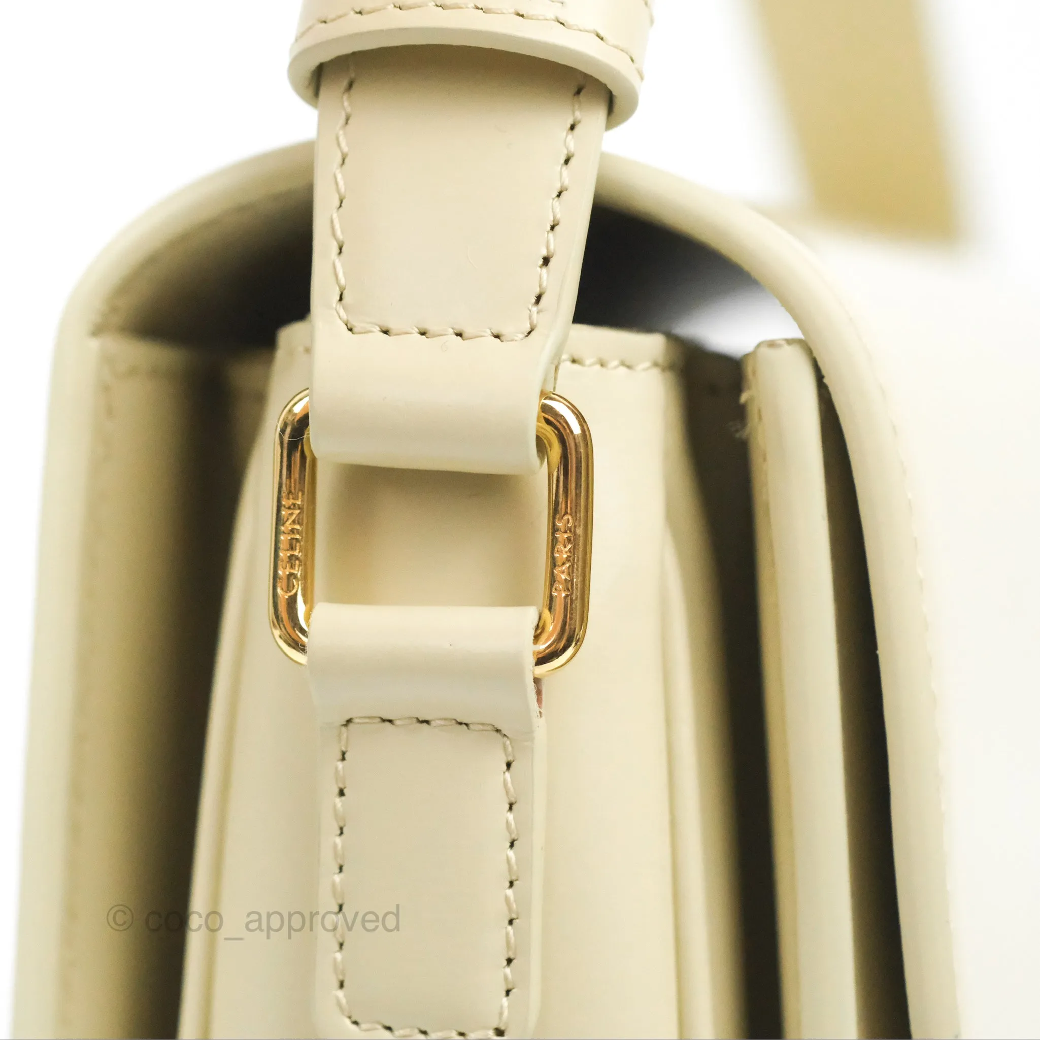 Celine Medium Triomphe Bag Limestone Shiny Calfskin