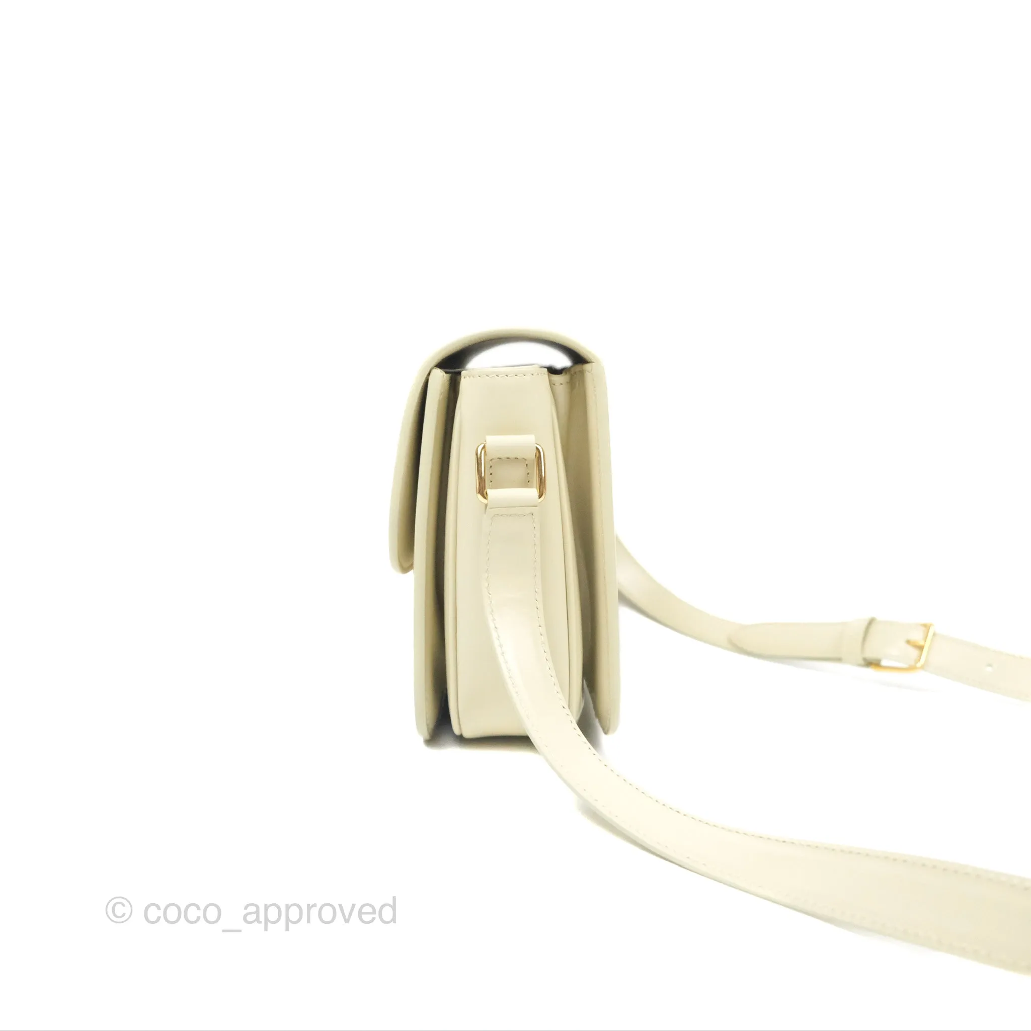 Celine Medium Triomphe Bag Limestone Shiny Calfskin