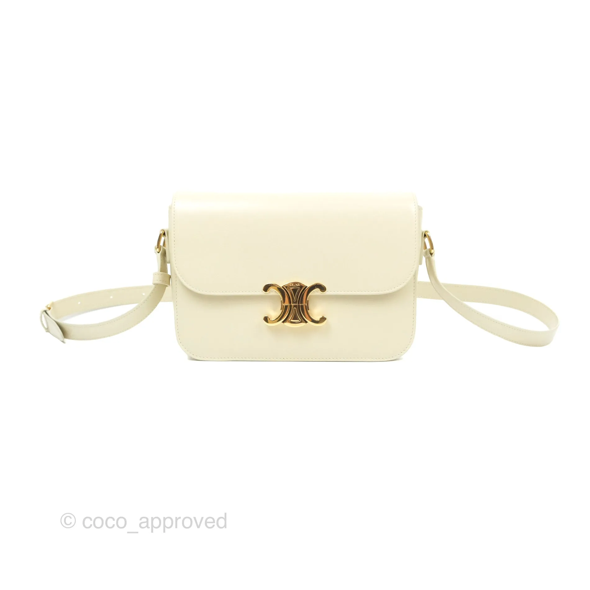Celine Medium Triomphe Bag Limestone Shiny Calfskin