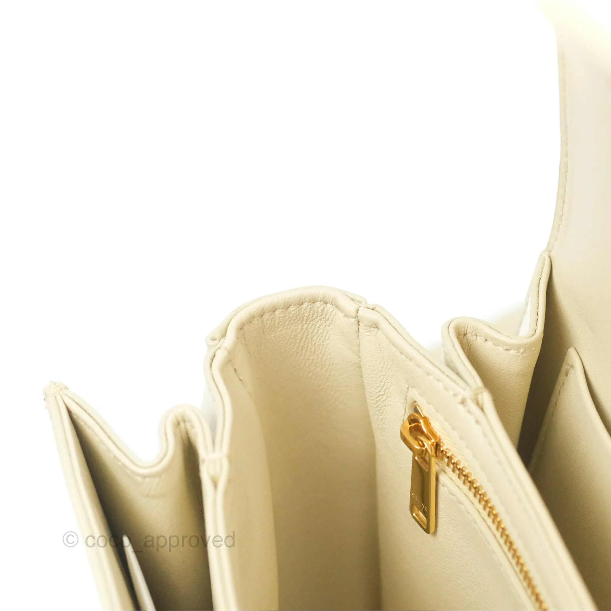 Celine Medium Triomphe Bag Limestone Shiny Calfskin