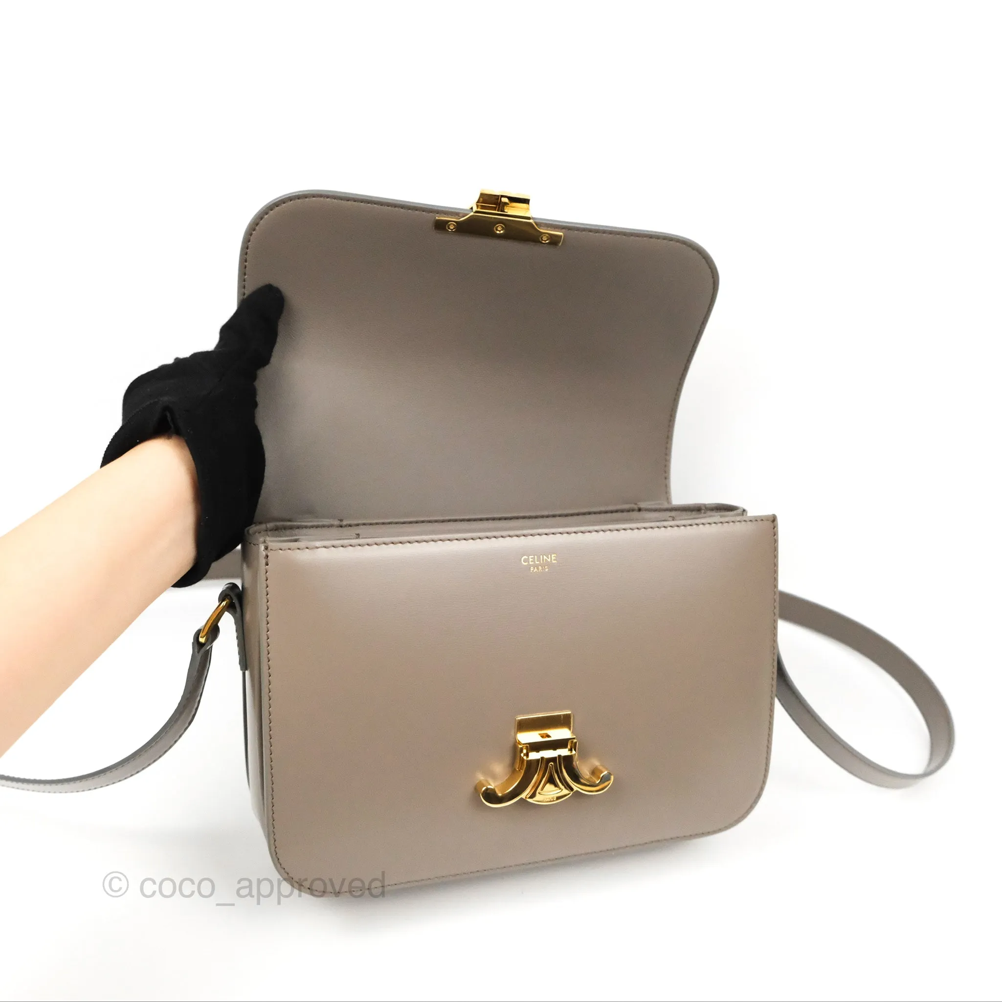 Celine Medium Triomphe Bag Pebble Shiny Calfskin