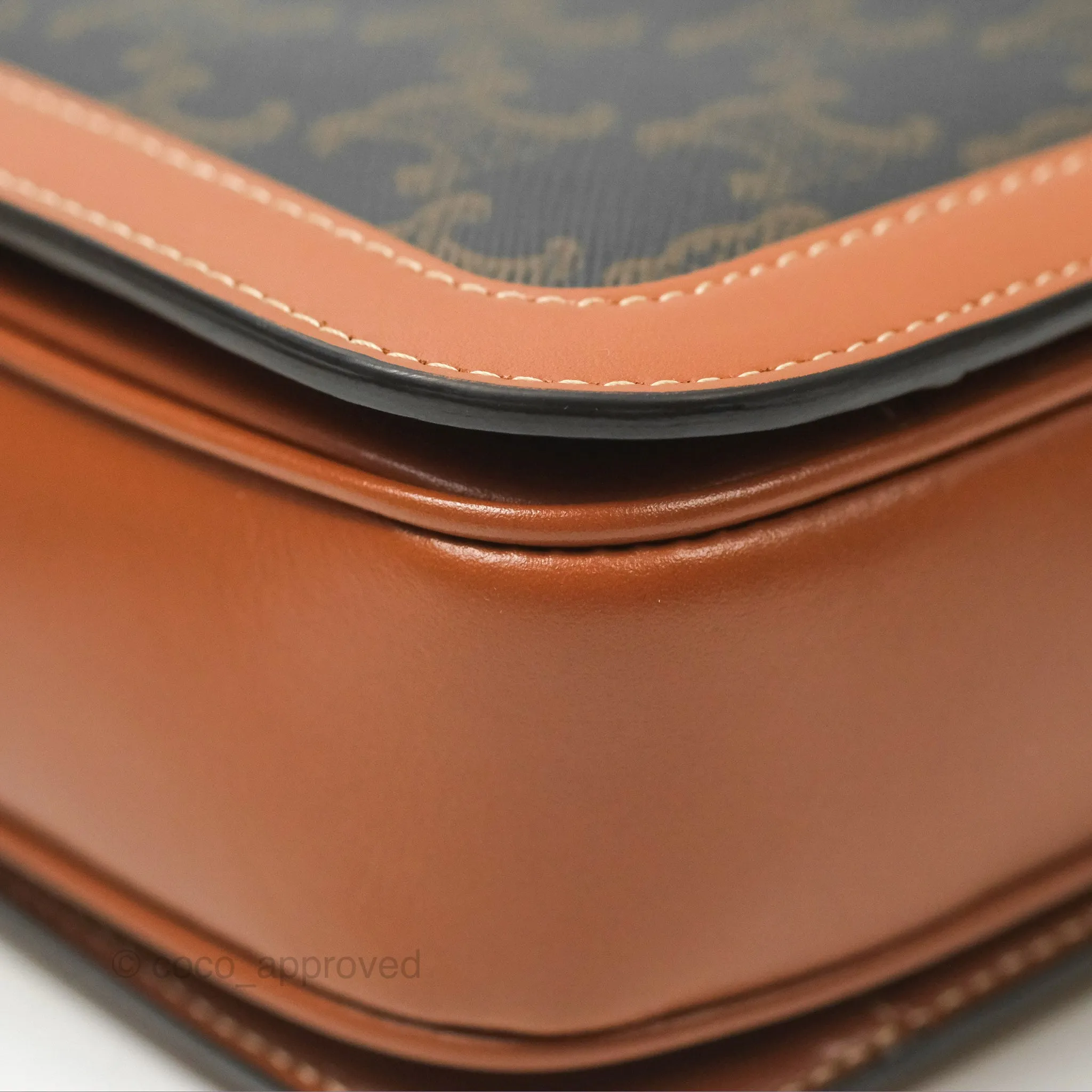 Celine Medium Triomphe Bag Triomphe Canvas Tan Calfskin