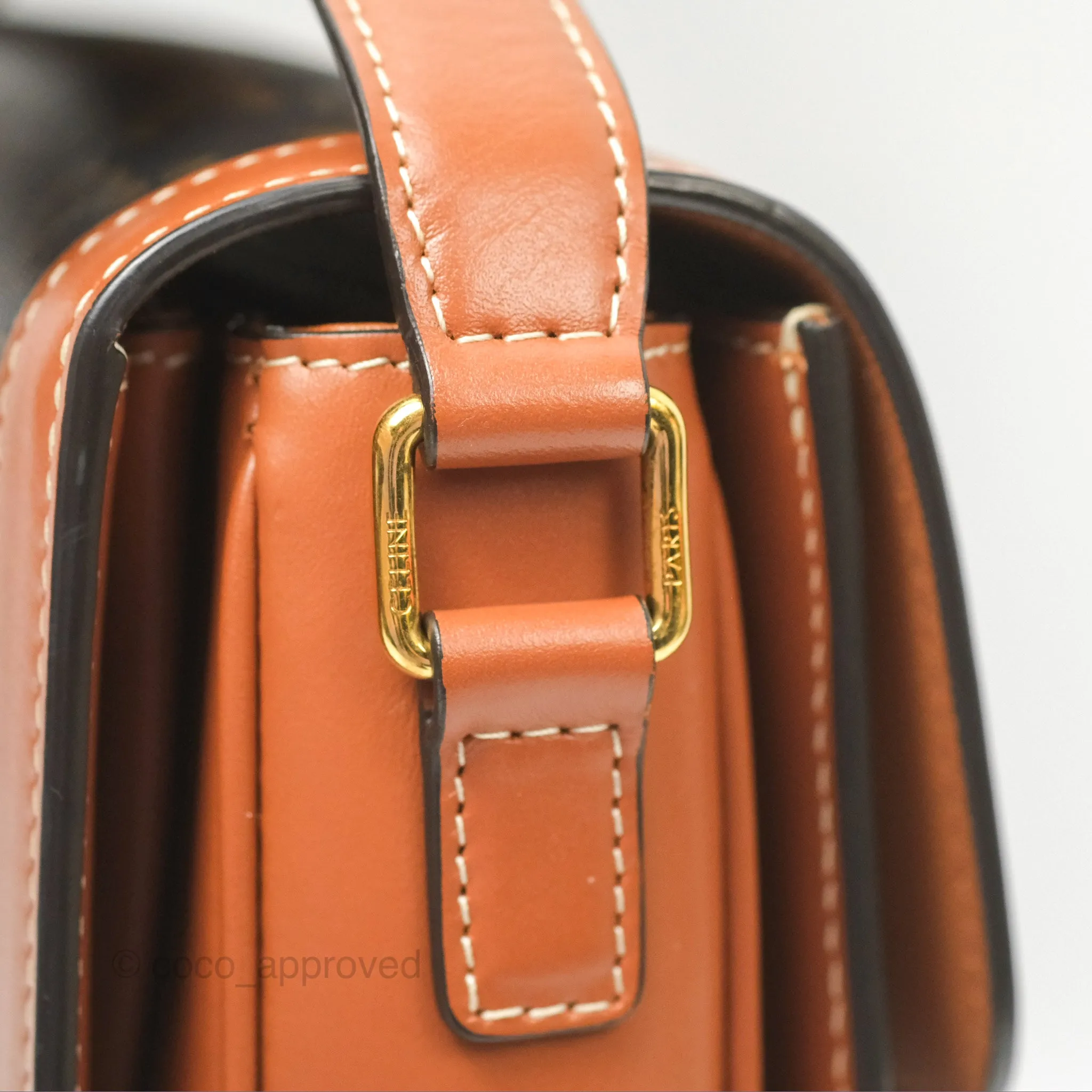 Celine Medium Triomphe Bag Triomphe Canvas Tan Calfskin