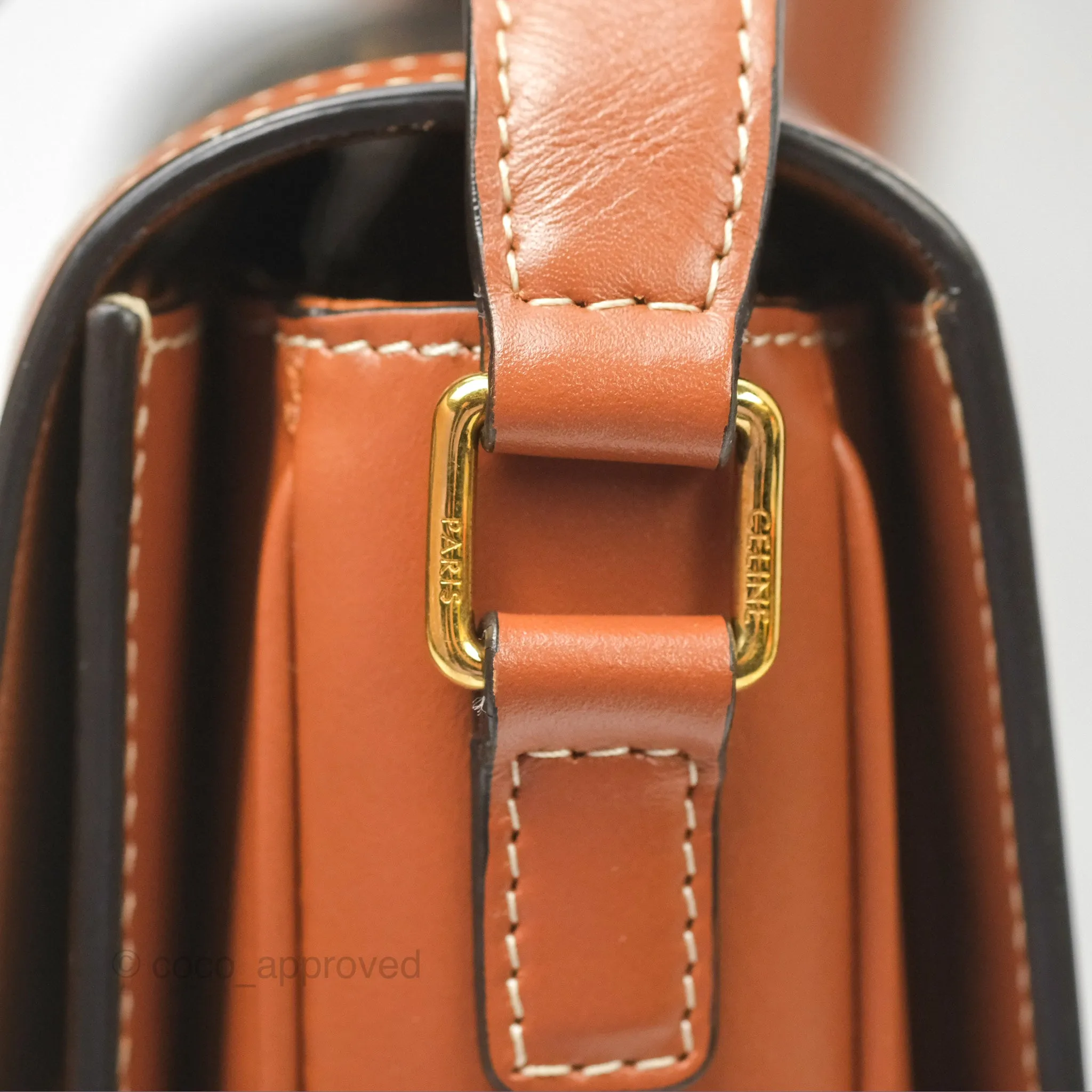 Celine Medium Triomphe Bag Triomphe Canvas Tan Calfskin