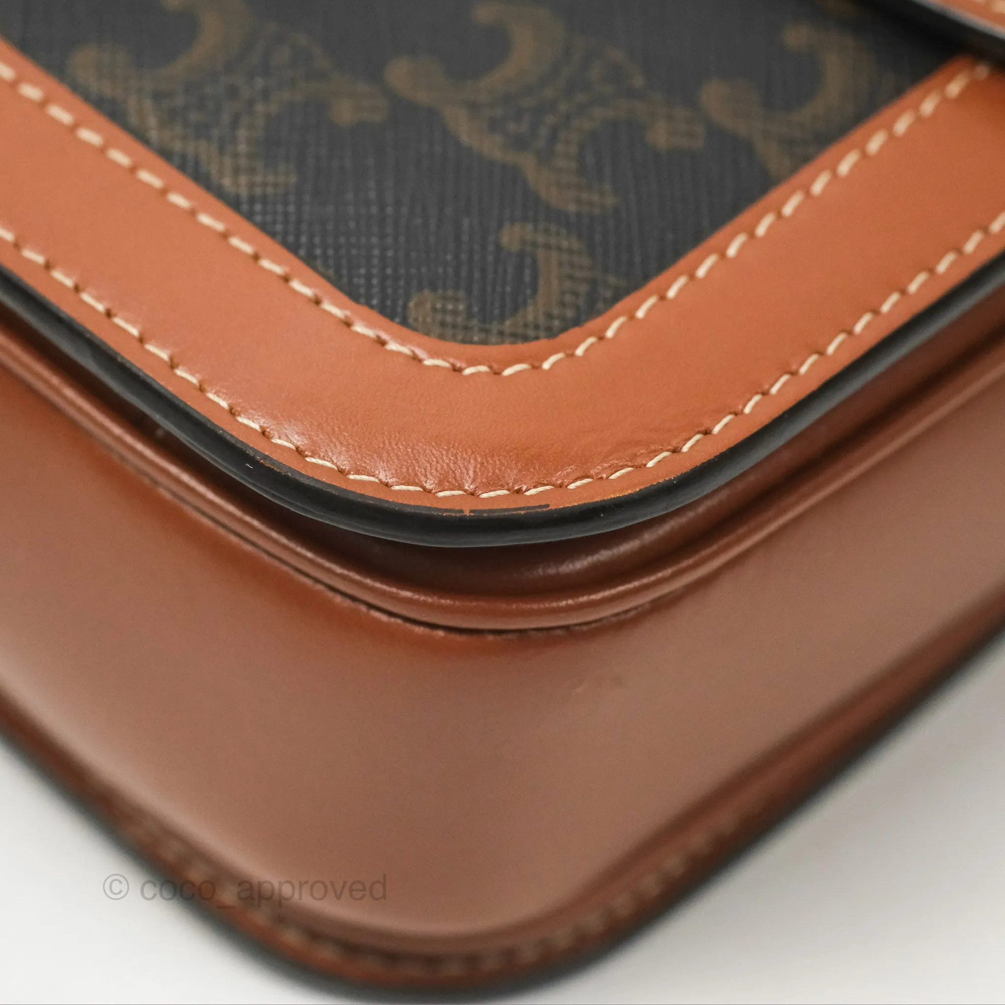 Celine Medium Triomphe Bag Triomphe Canvas Tan Calfskin