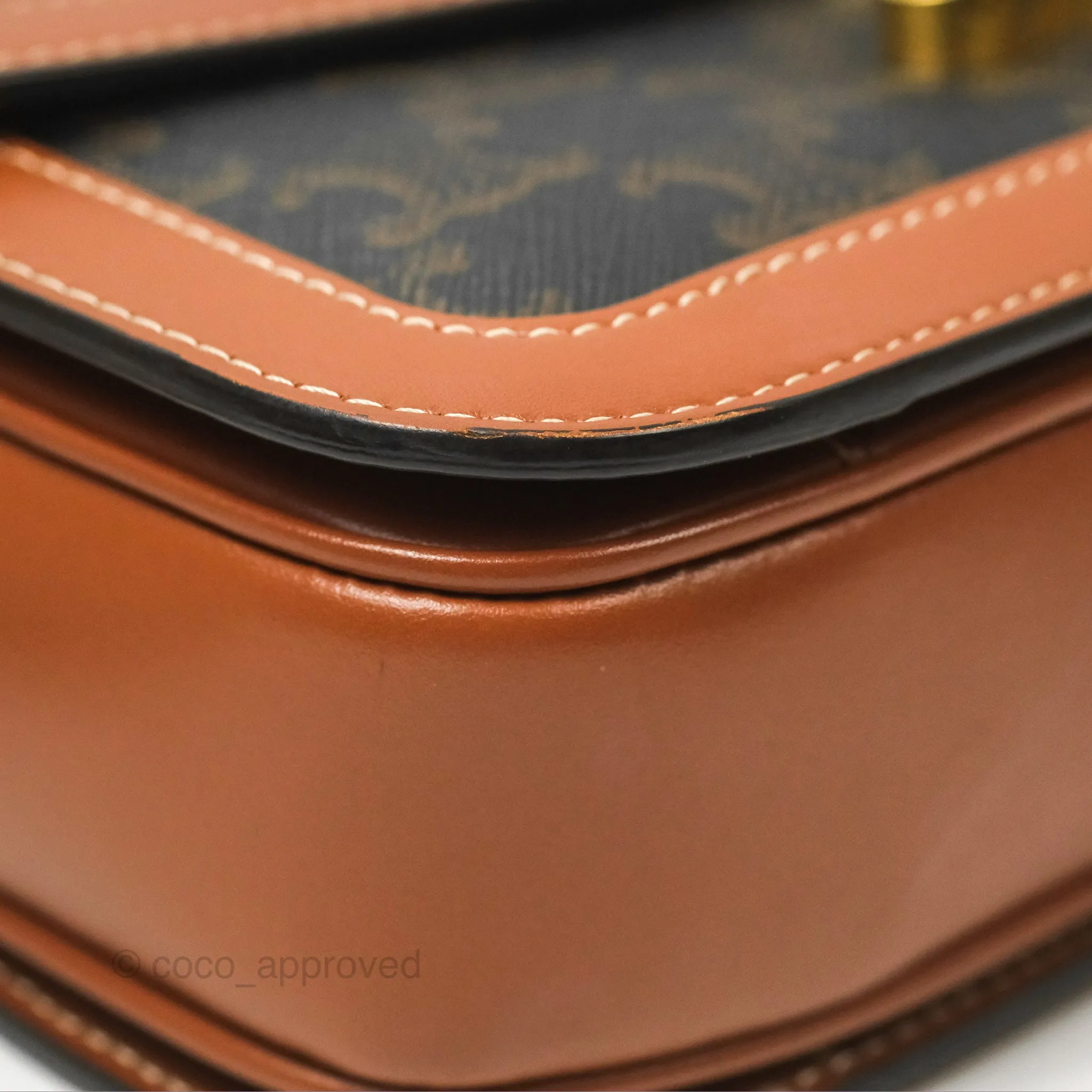 Celine Medium Triomphe Bag Triomphe Canvas Tan Calfskin