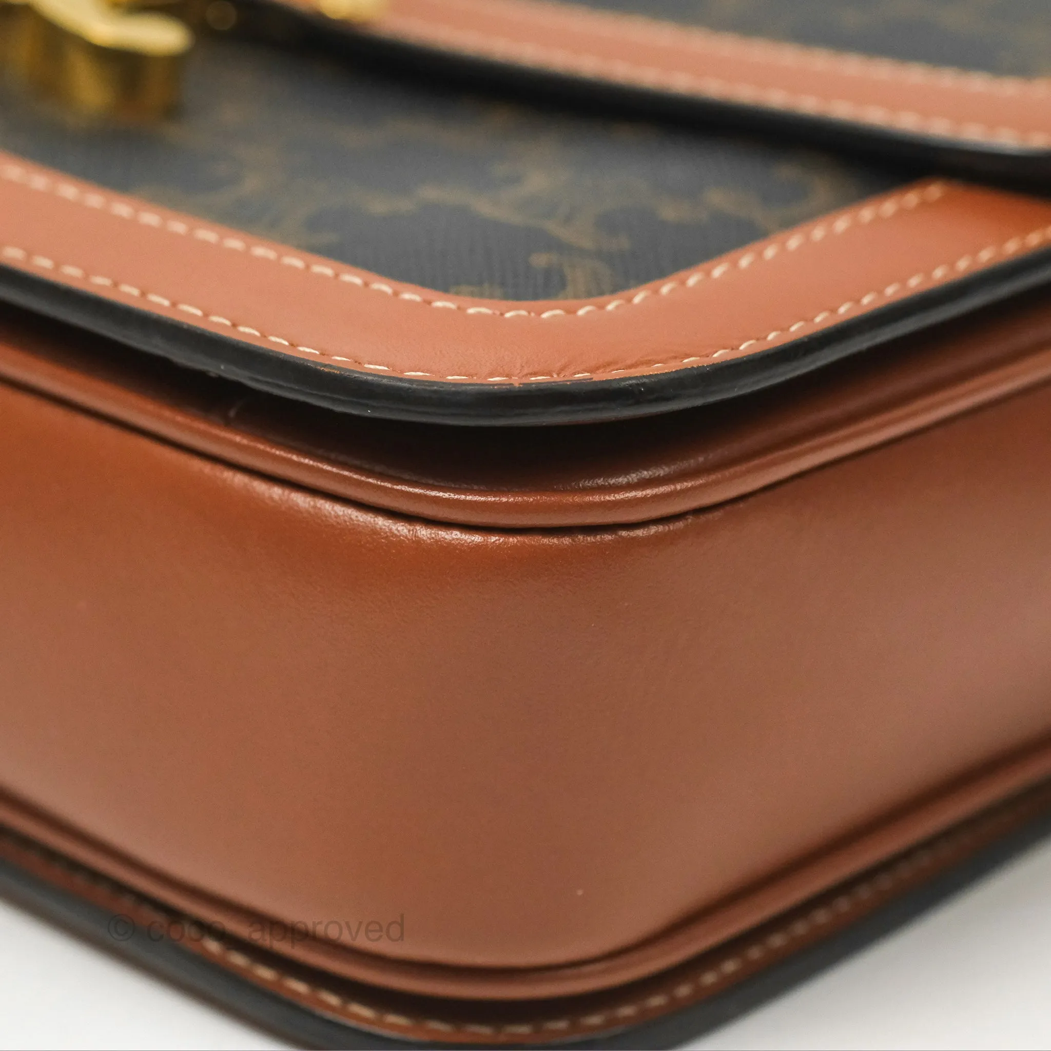 Celine Medium Triomphe Bag Triomphe Canvas Tan Calfskin